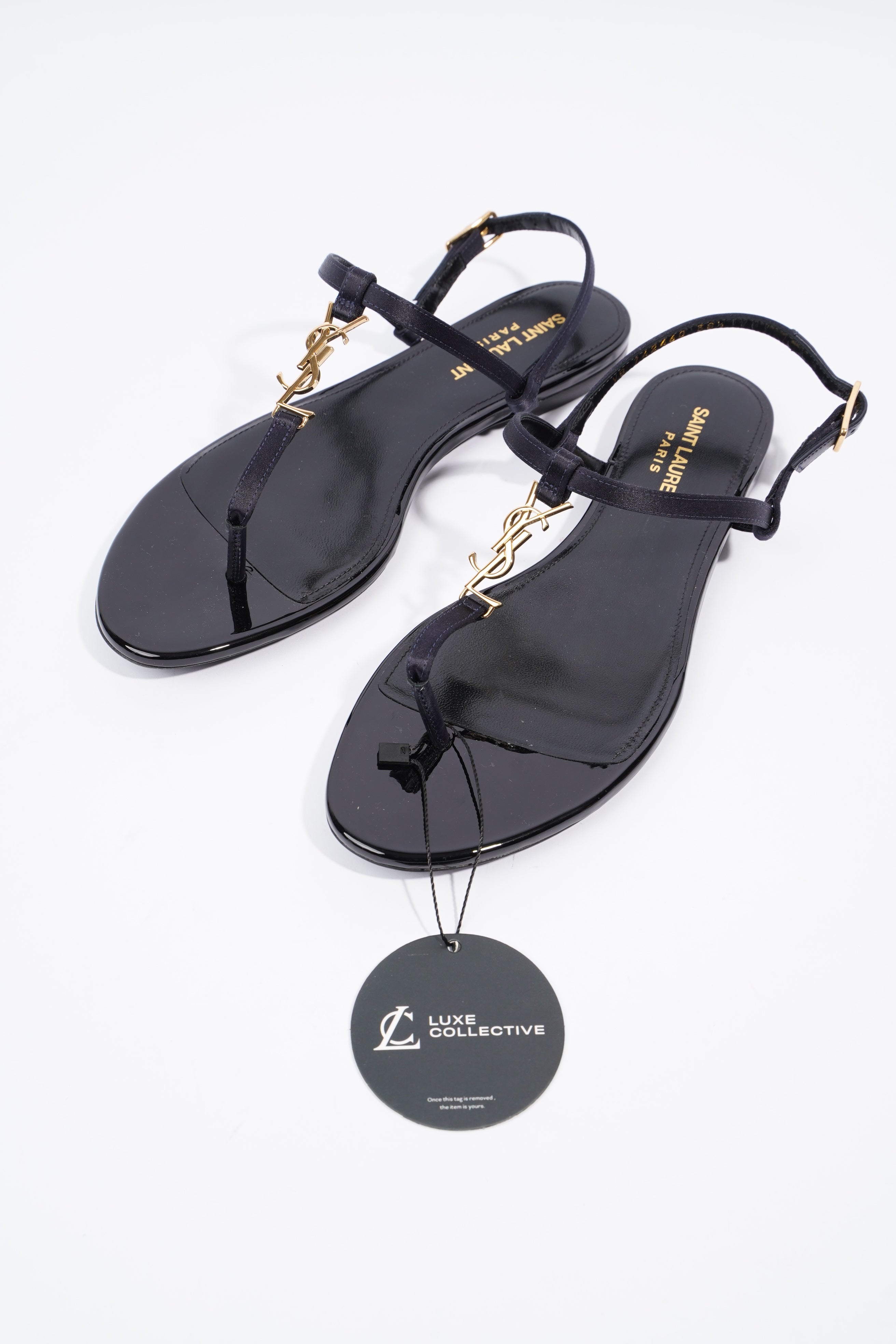 Saint Laurent Cassandra Sandal Black Patent Leather EU 38.5 UK 5.5
