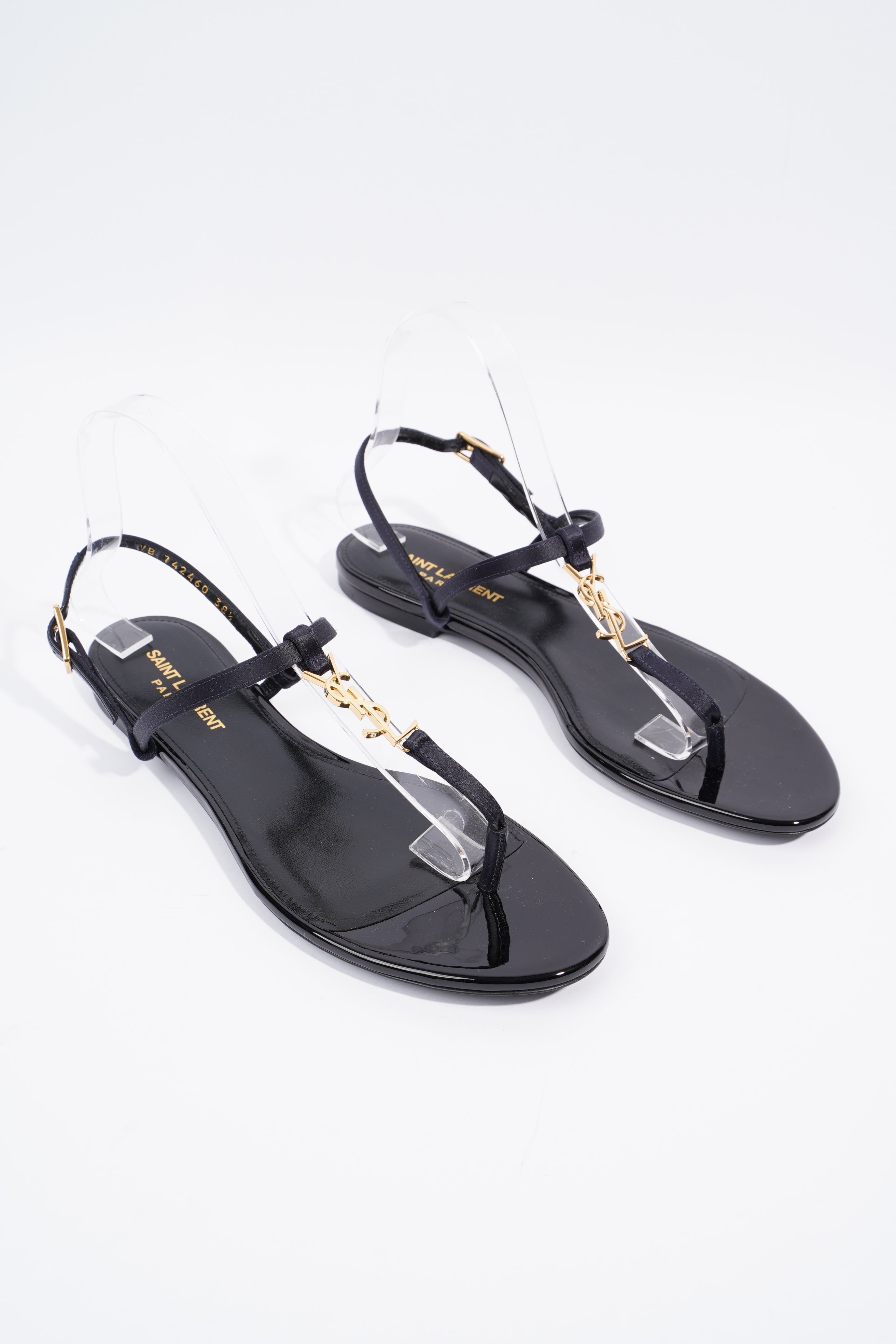 Saint Laurent Cassandra Sandal Black Patent Leather EU 38.5 UK 5.5