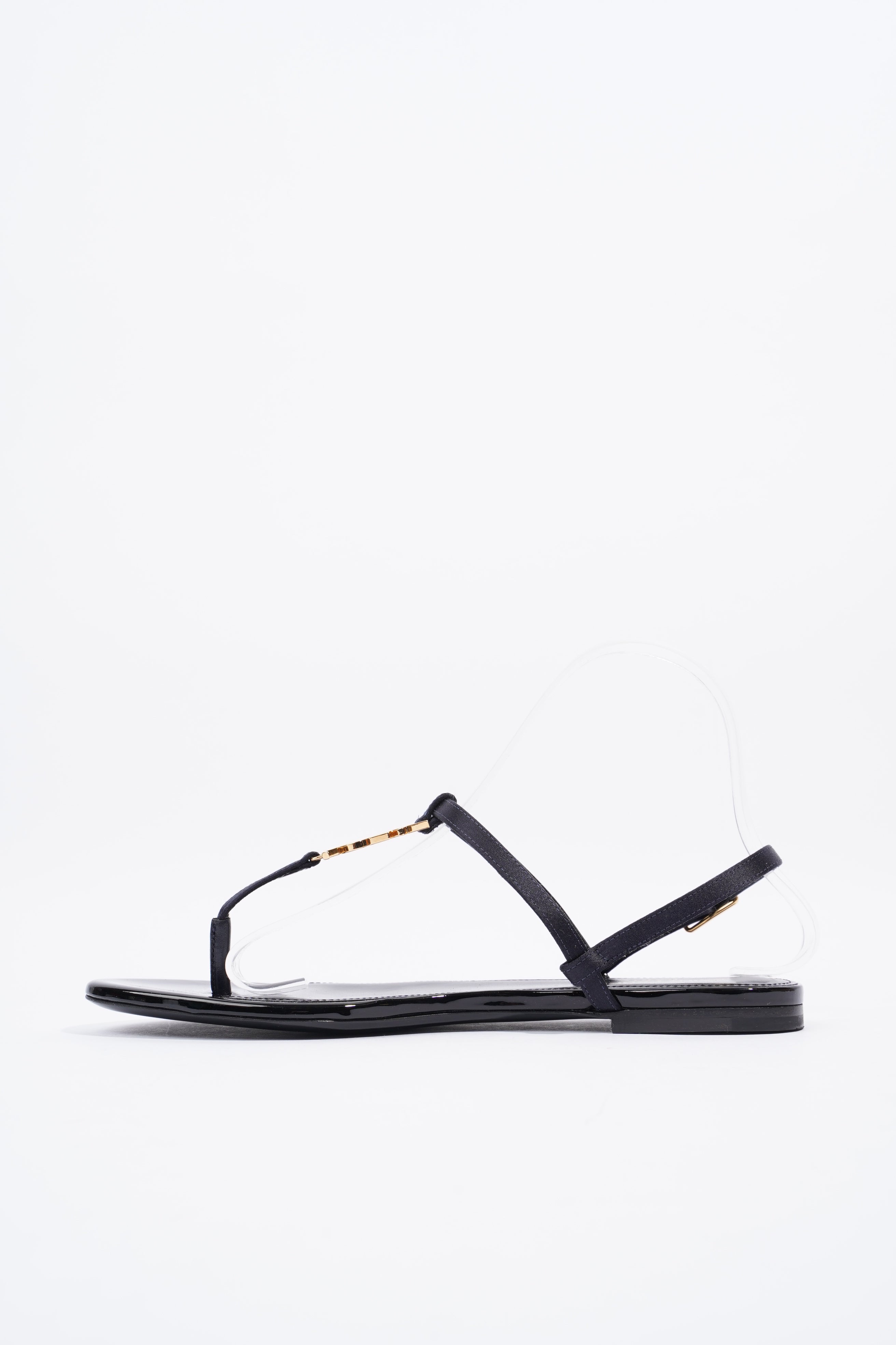 Saint Laurent Cassandra Sandal Black Patent Leather EU 38.5 UK 5.5