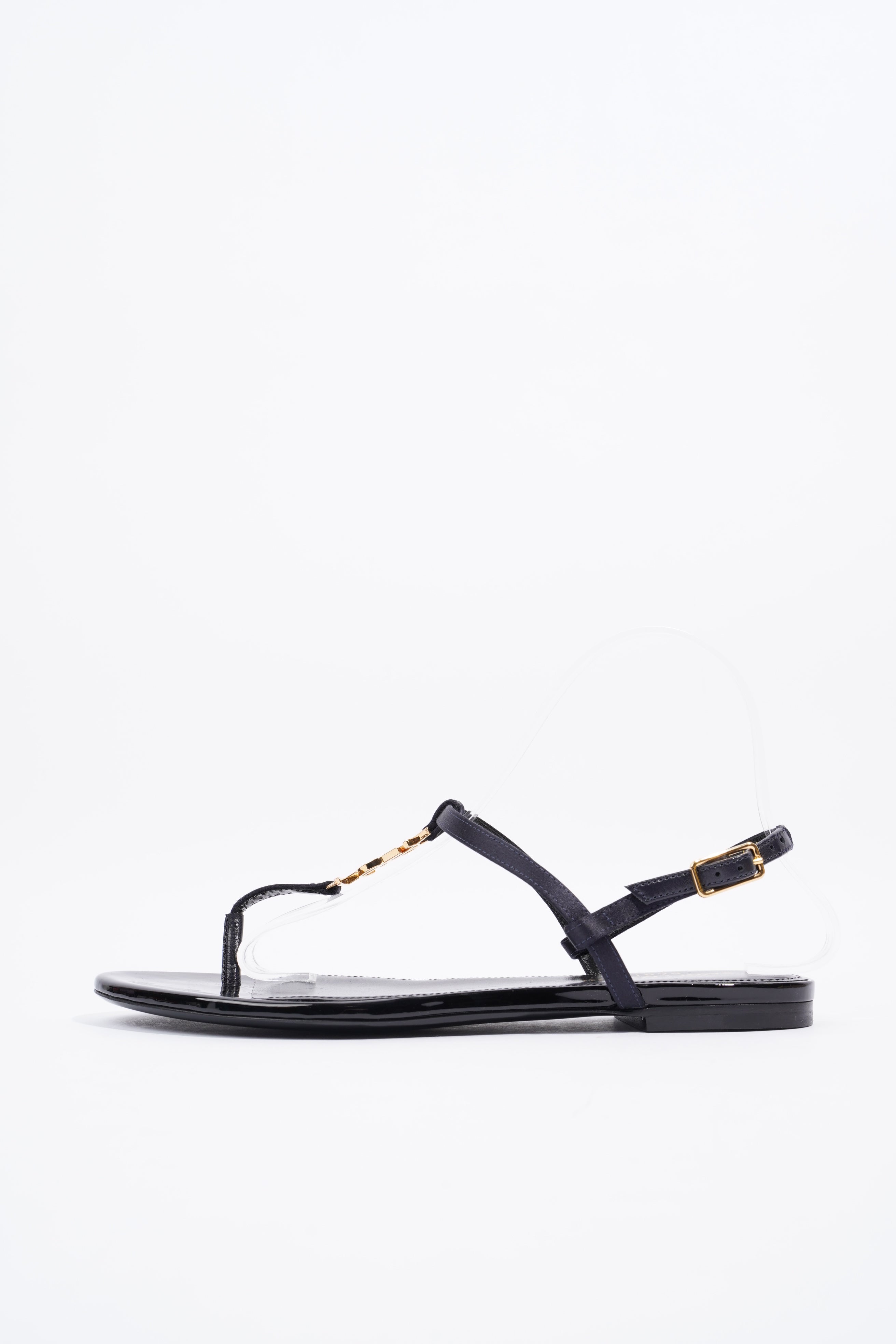 Saint Laurent Cassandra Sandal Black Patent Leather EU 38.5 UK 5.5