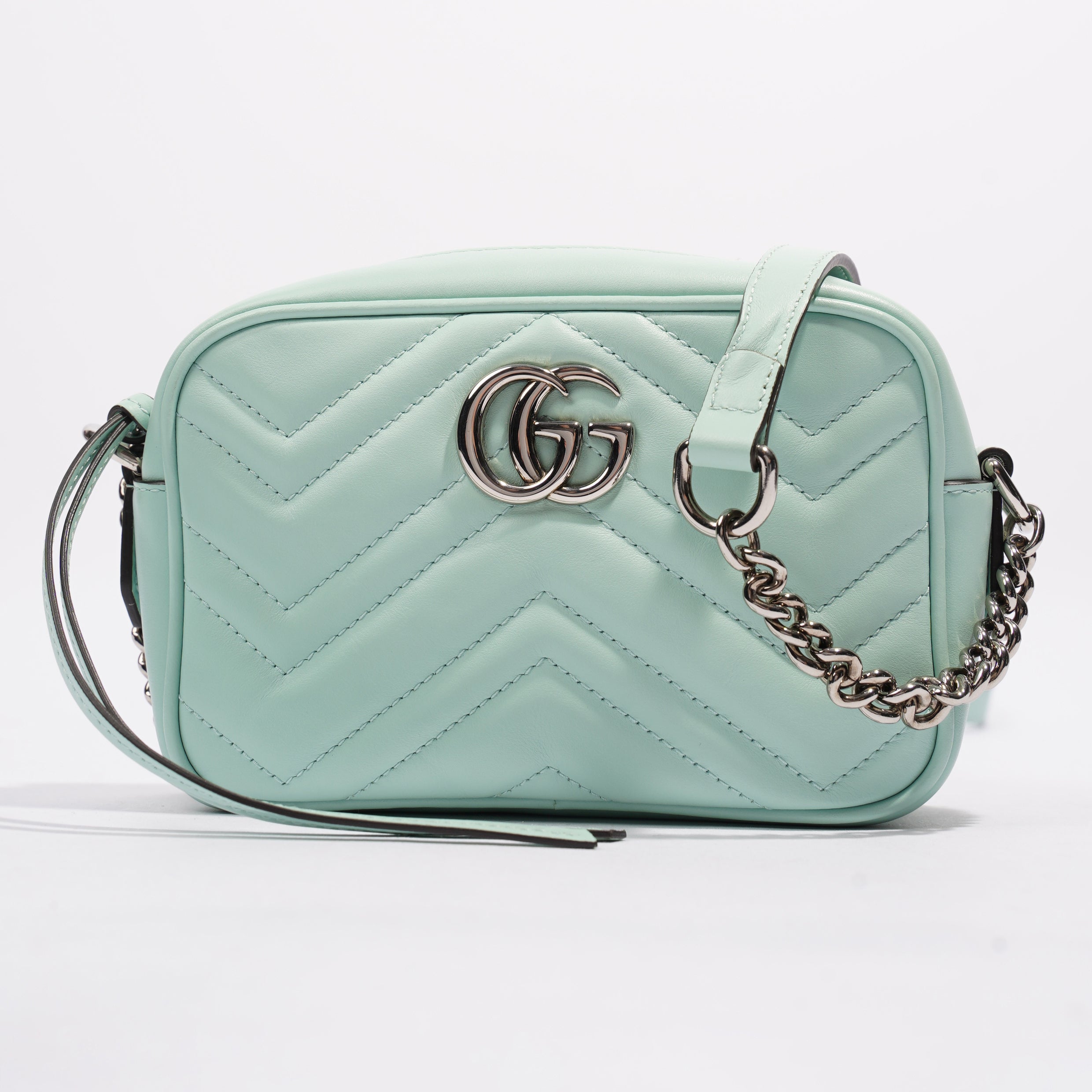 Gucci GG Marmont Mint Green Matelasse Leather Mini