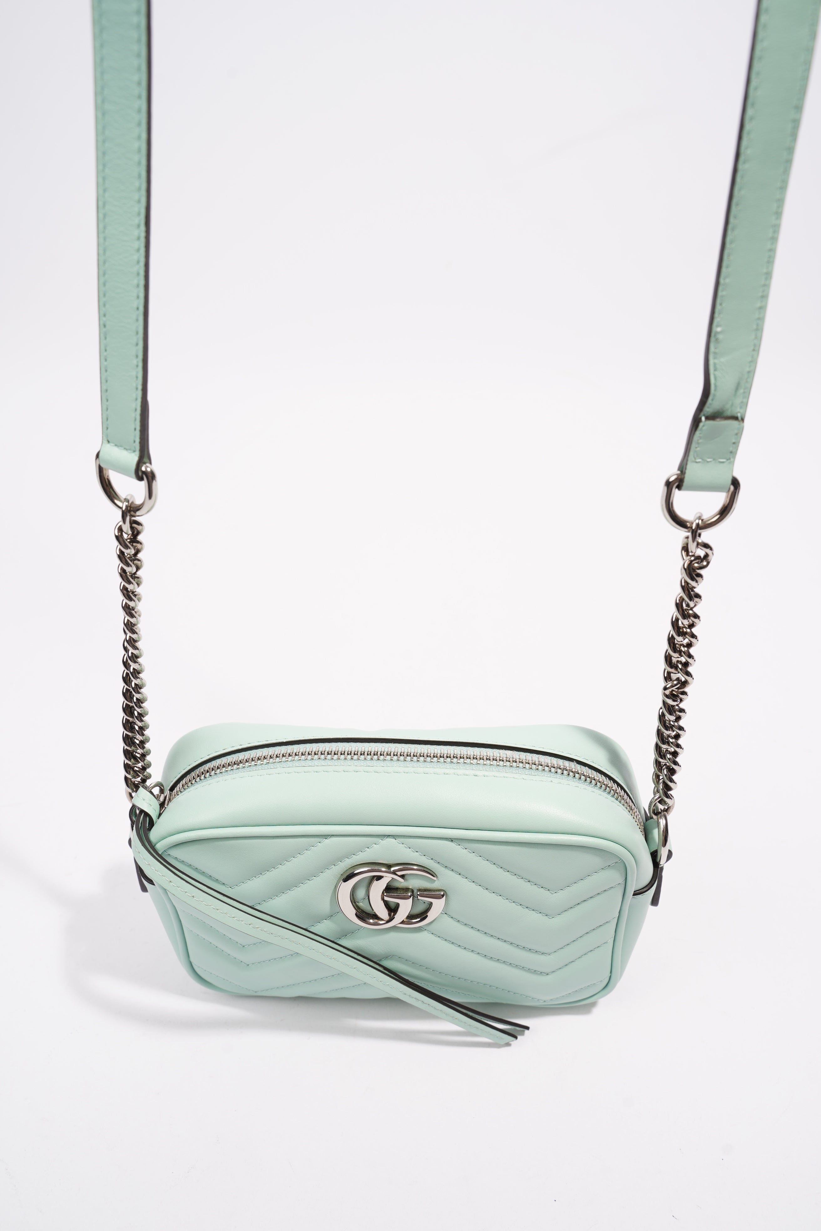 Gucci GG Marmont Mint Green Matelasse Leather Mini