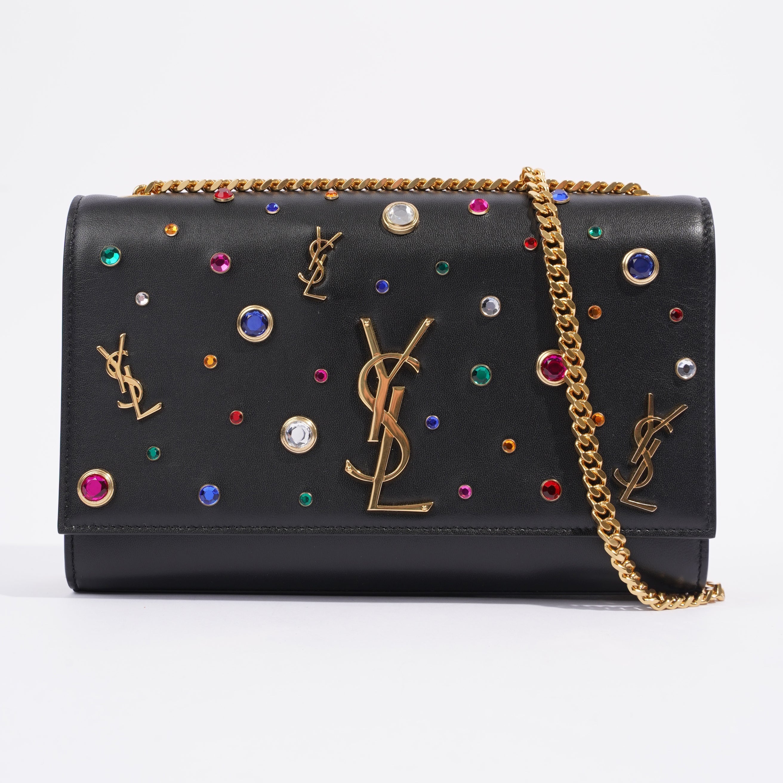 Saint Laurent YSL Kate Gem Embellished Medium Black / Embellished Leather