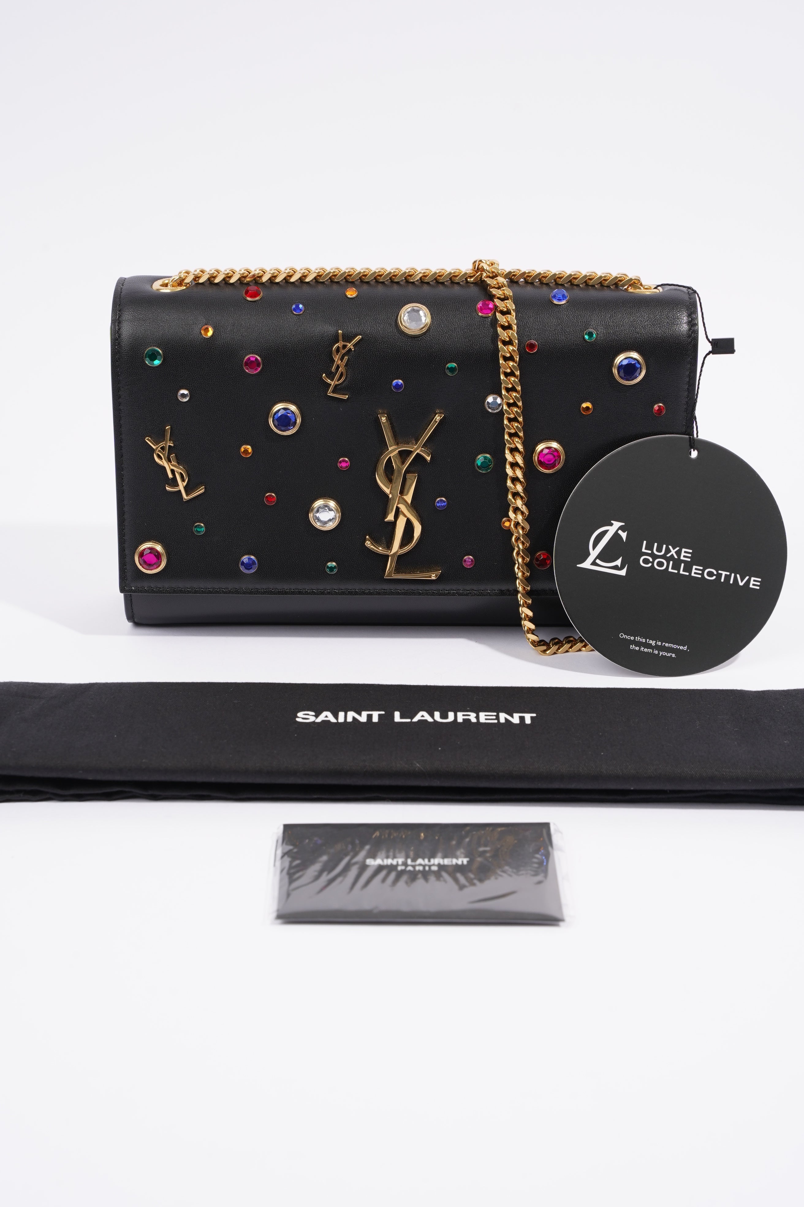 Saint Laurent YSL Kate Gem Embellished Medium Black / Embellished Leather