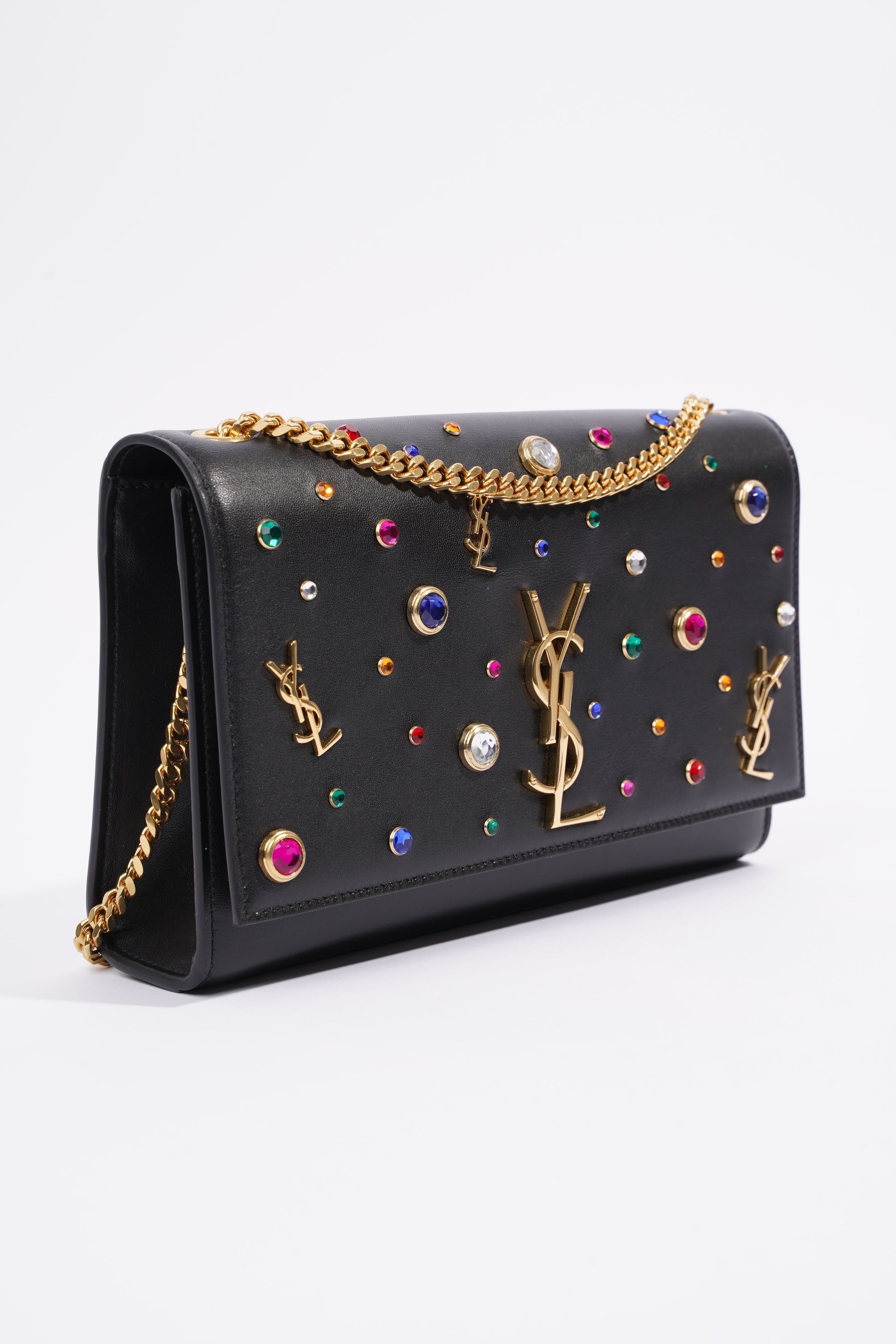 Saint Laurent YSL Kate Gem Embellished Medium Black / Embellished Leather