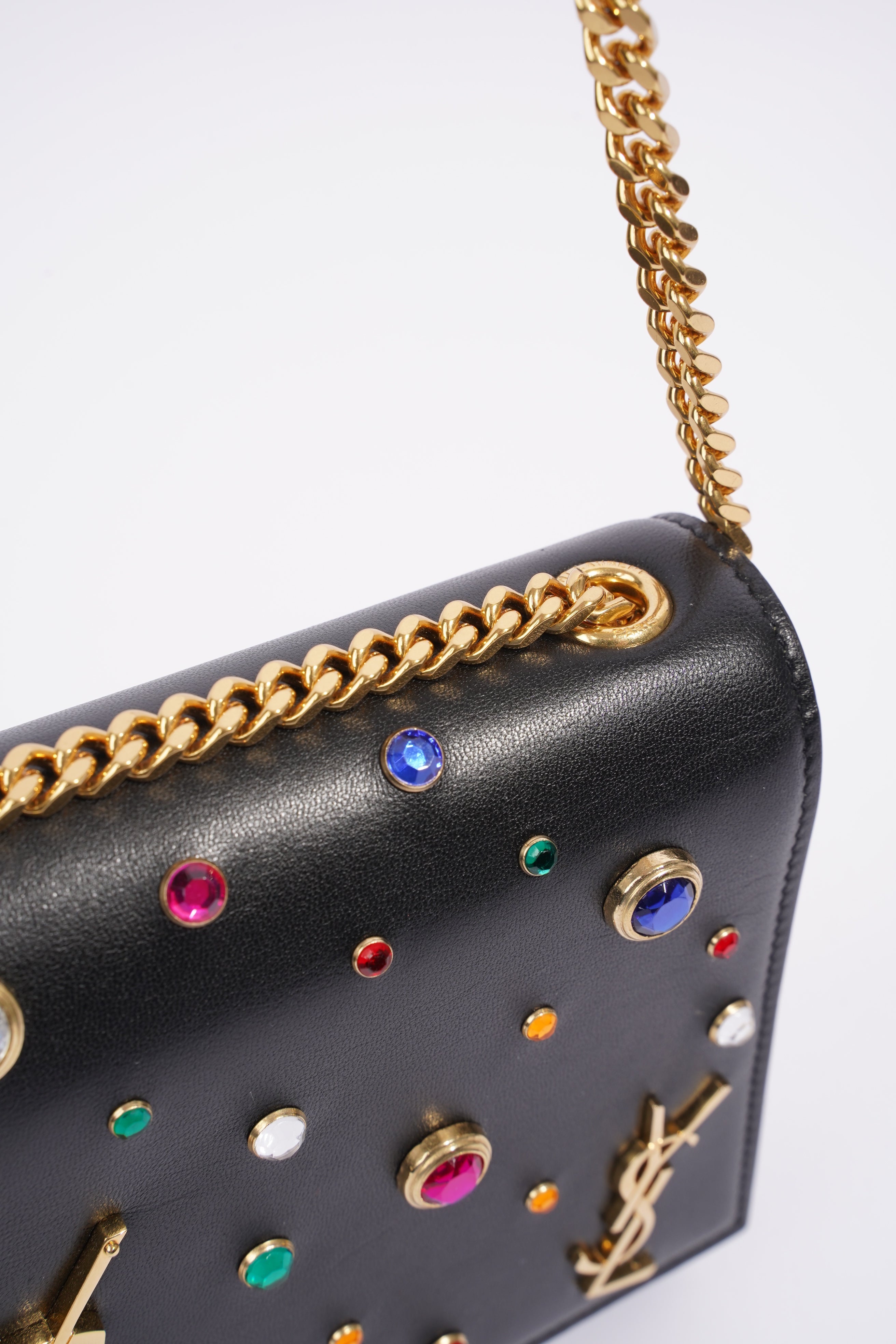 Saint Laurent YSL Kate Gem Embellished Medium Black / Embellished Leather