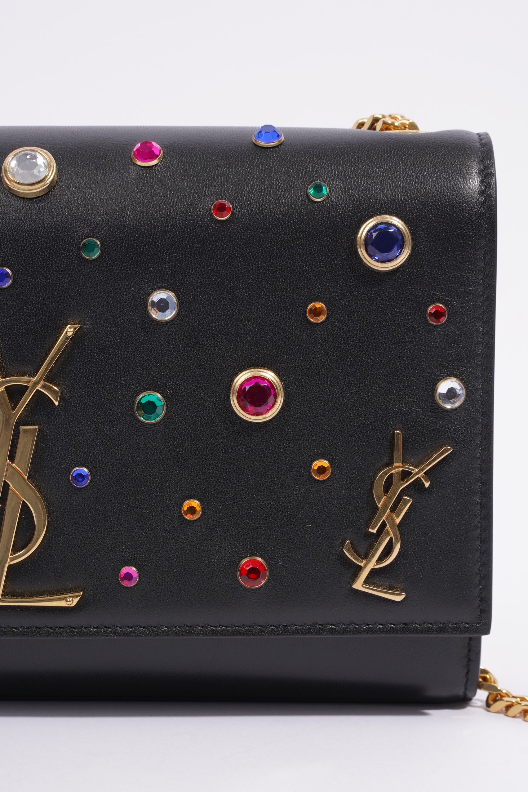 Saint Laurent YSL Kate Gem Embellished Medium Black / Embellished Leather