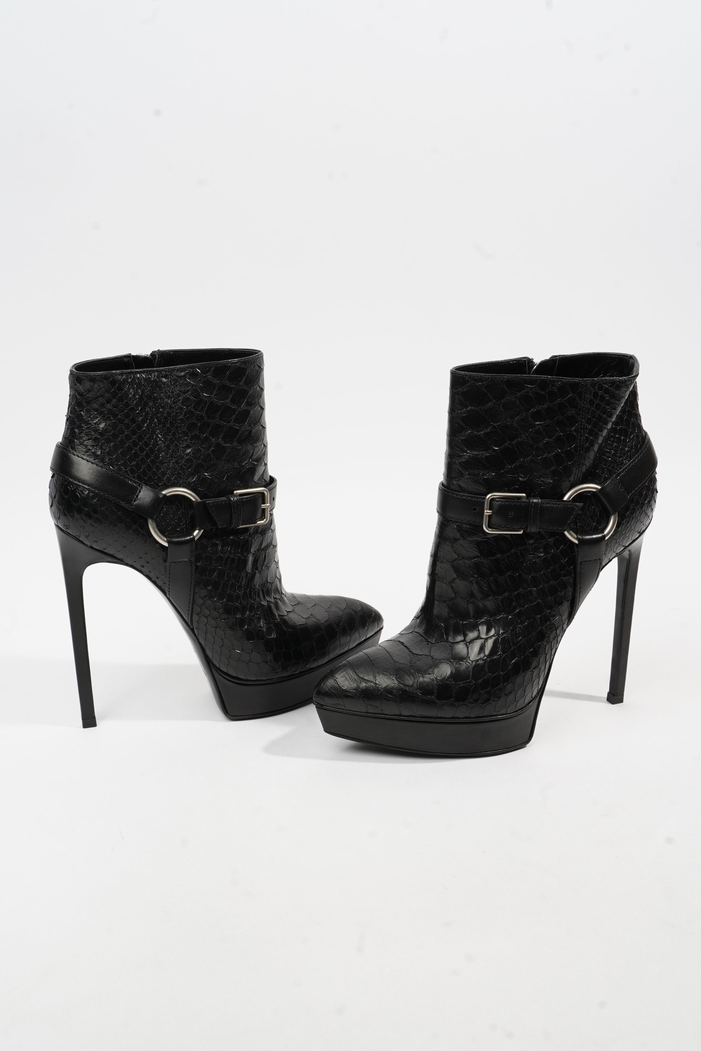 Saint Laurent Ankle Boots 120 Black Python EU 36 UK 3
