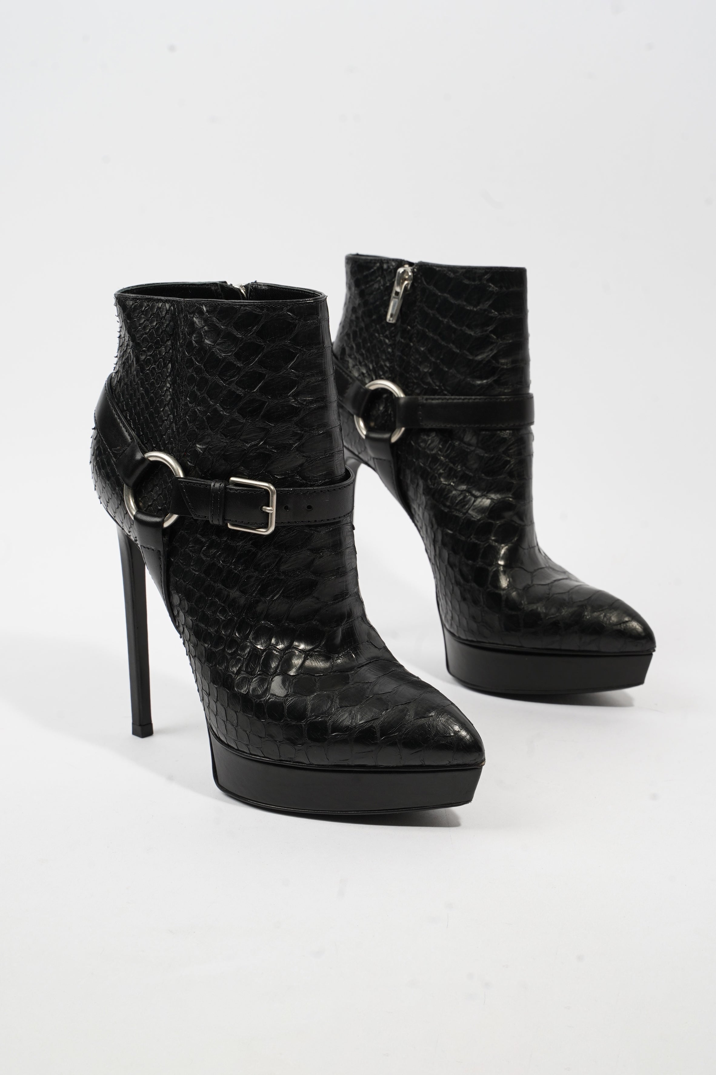 Saint Laurent Ankle Boots 120 Black Python EU 36 UK 3