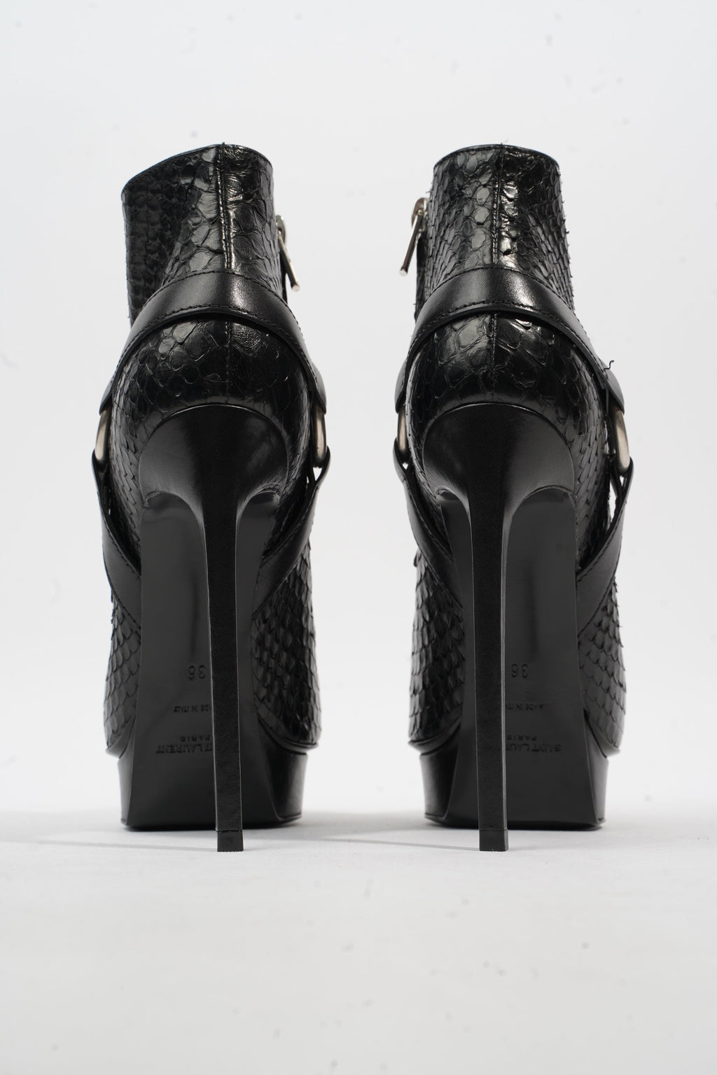 Saint Laurent Ankle Boots 120 Black Python EU 36 UK 3