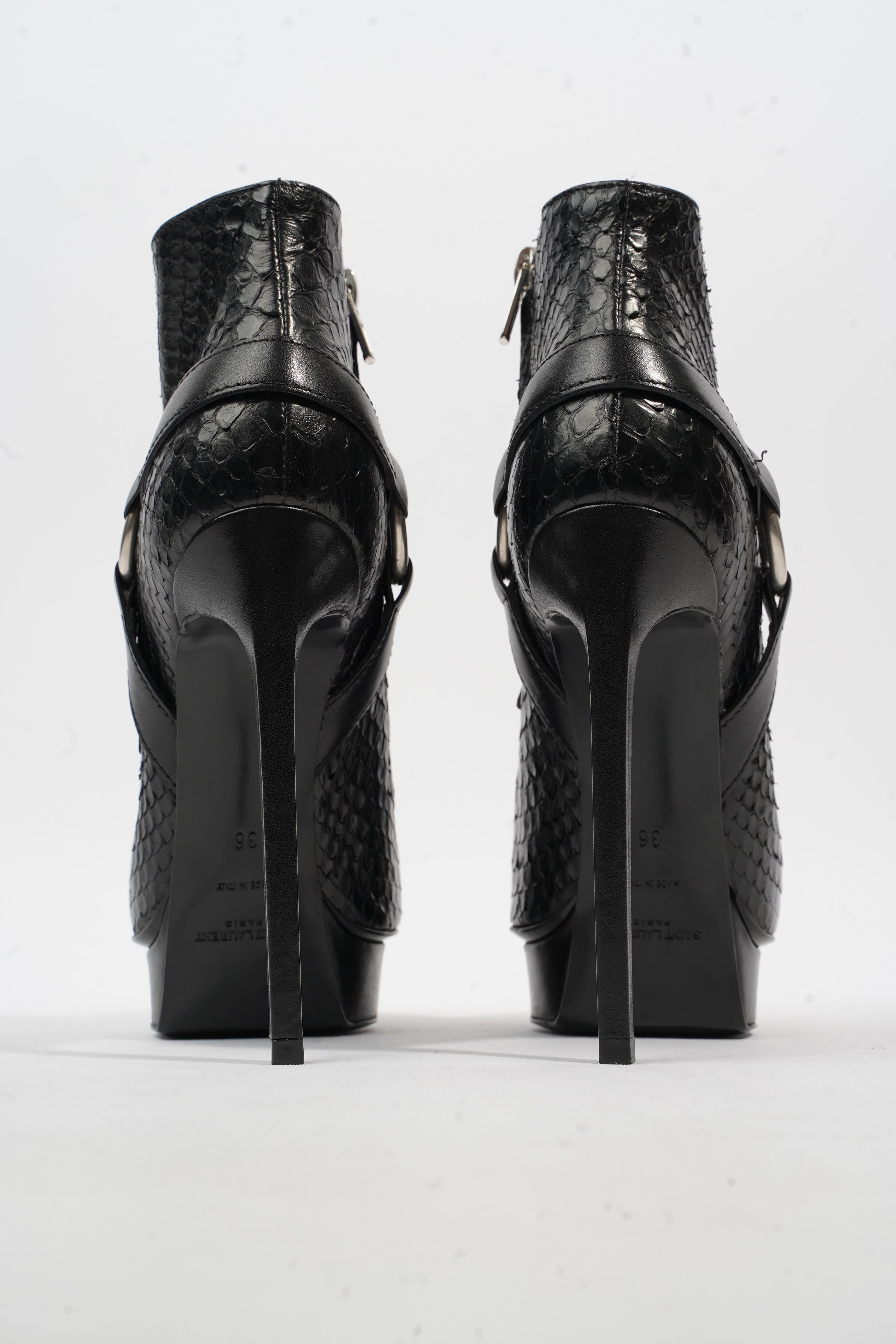 Saint Laurent Ankle Boots 120 Black Python EU 36 UK 3
