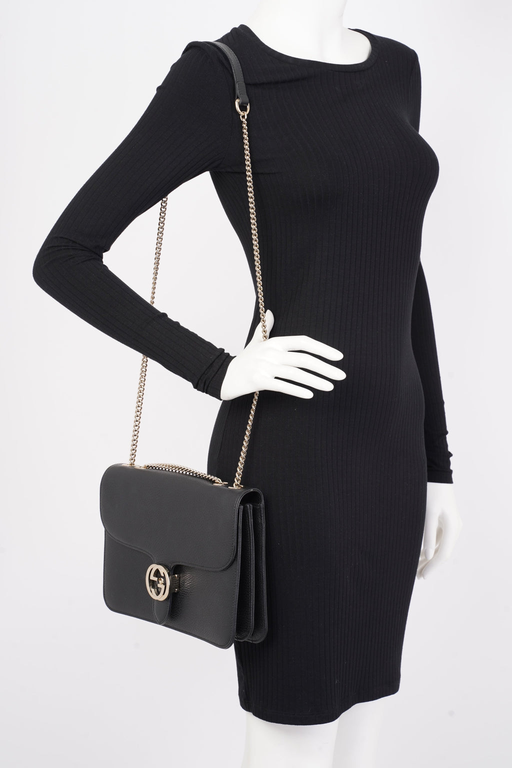 Gucci Interlocking G Black Leather Medium