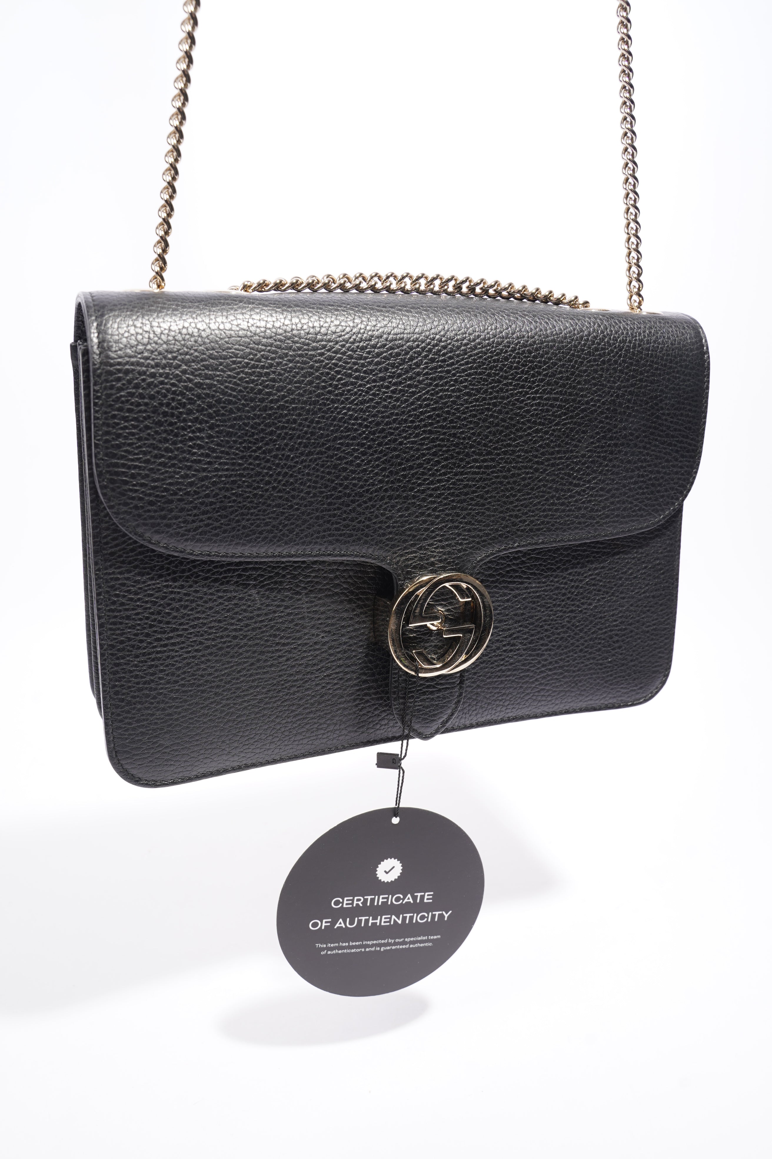 Gucci Interlocking G Black Leather Medium