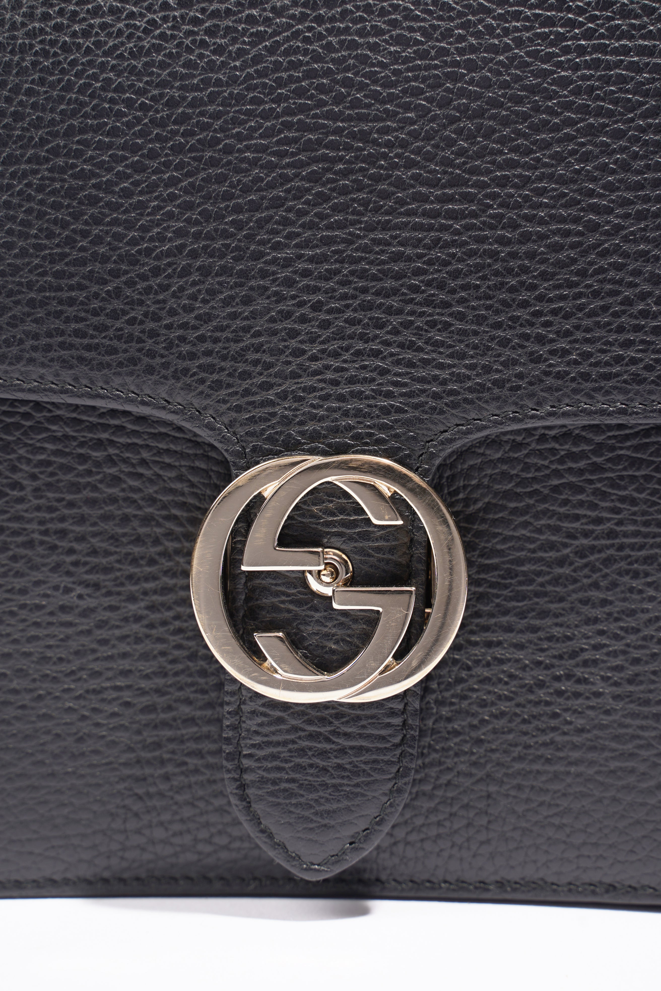 Gucci Interlocking G Black Leather Medium