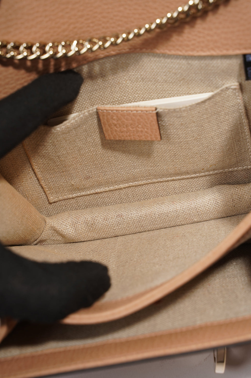 Gucci Interlocking Crossbody Bag Nude Leather Small