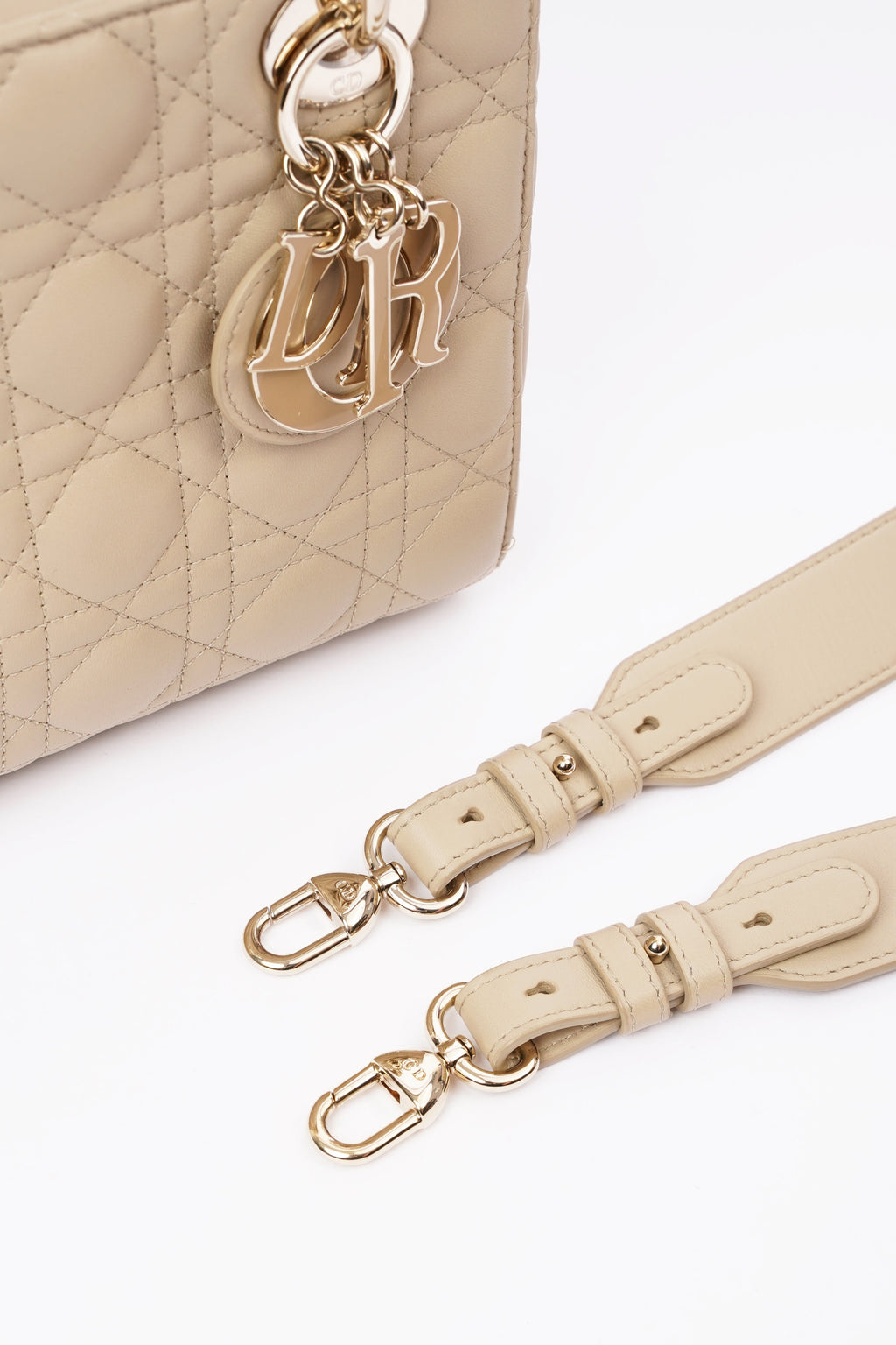 Christian Dior Lady Dior Cream Leather Small