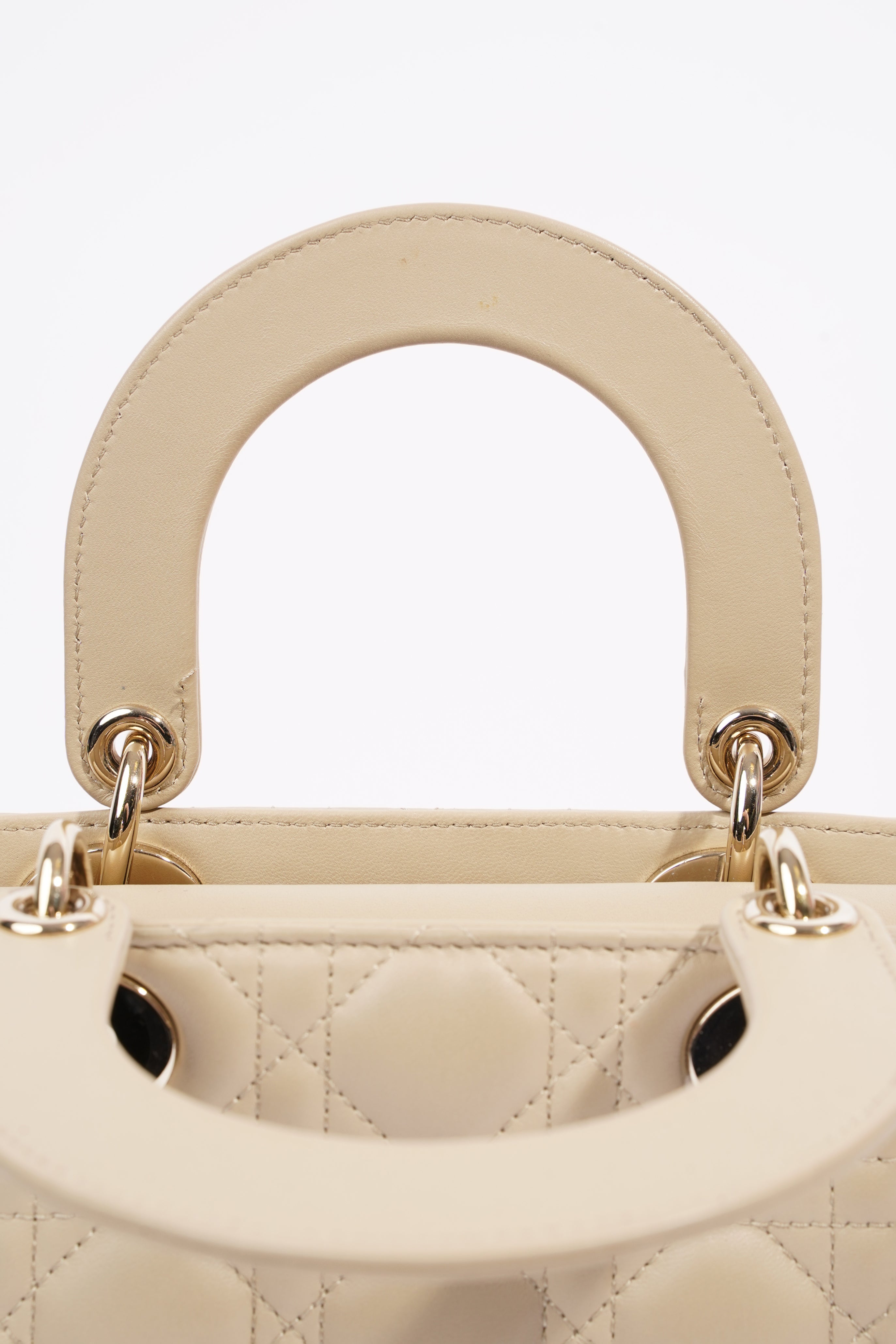 Christian Dior Lady Dior Cream Leather Small