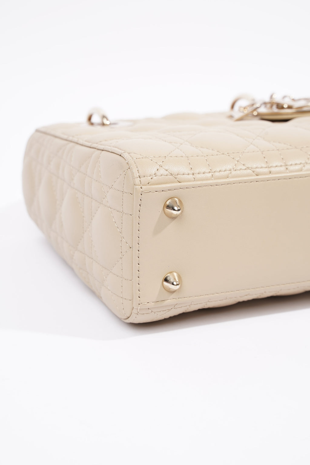 Christian Dior Lady Dior Cream Leather Small