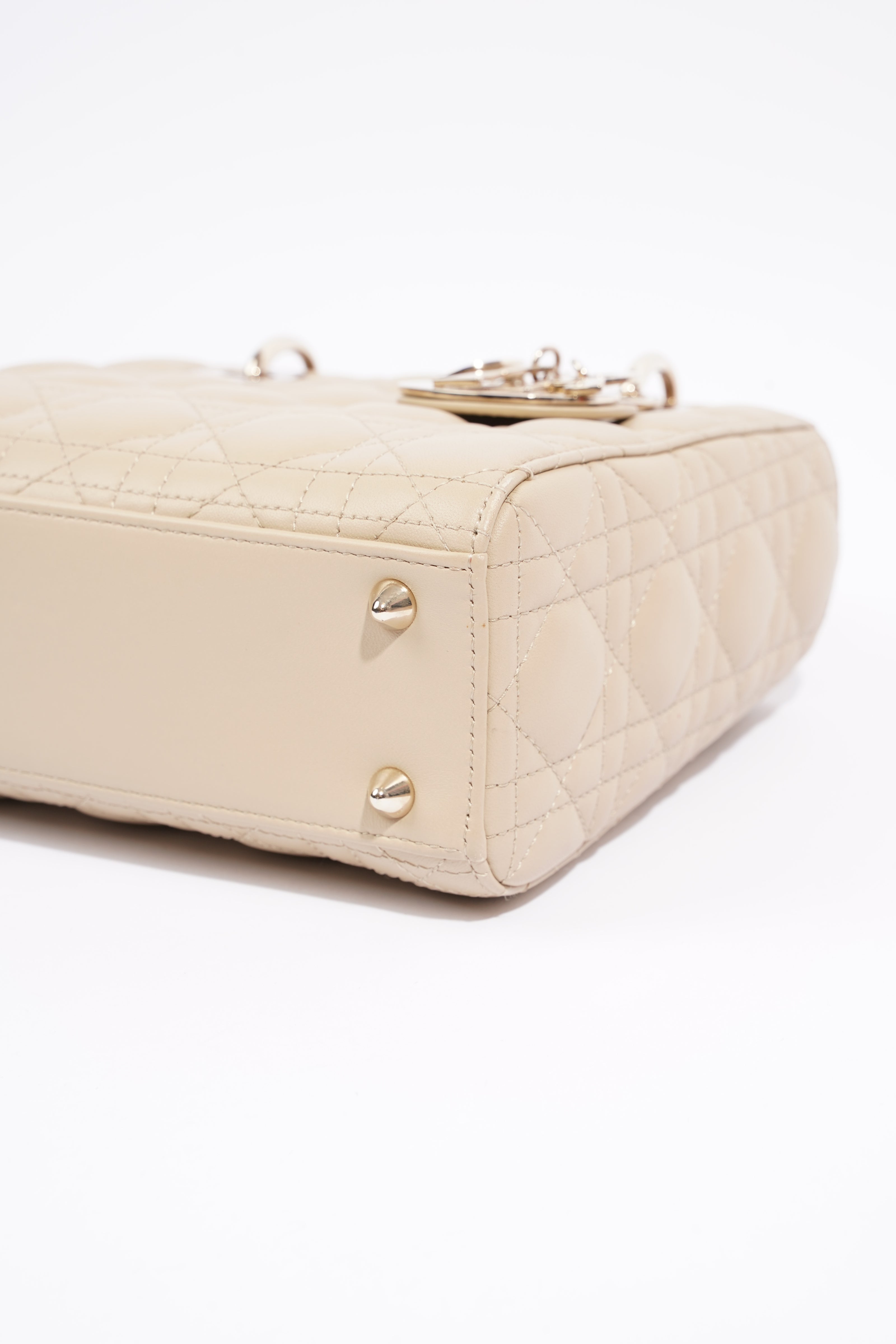 Christian Dior Lady Dior Cream Leather Small