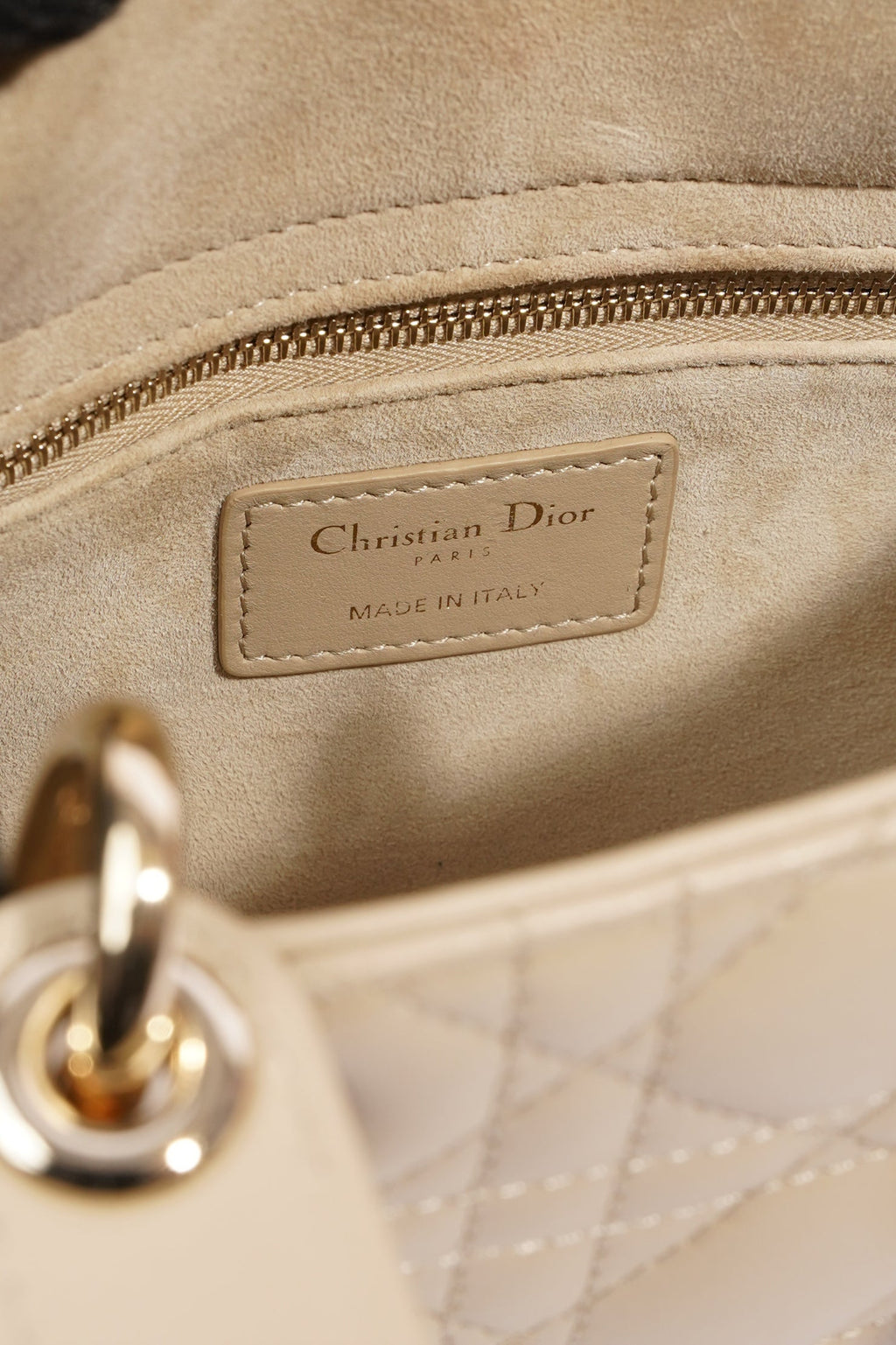 Christian Dior Lady Dior Cream Leather Small