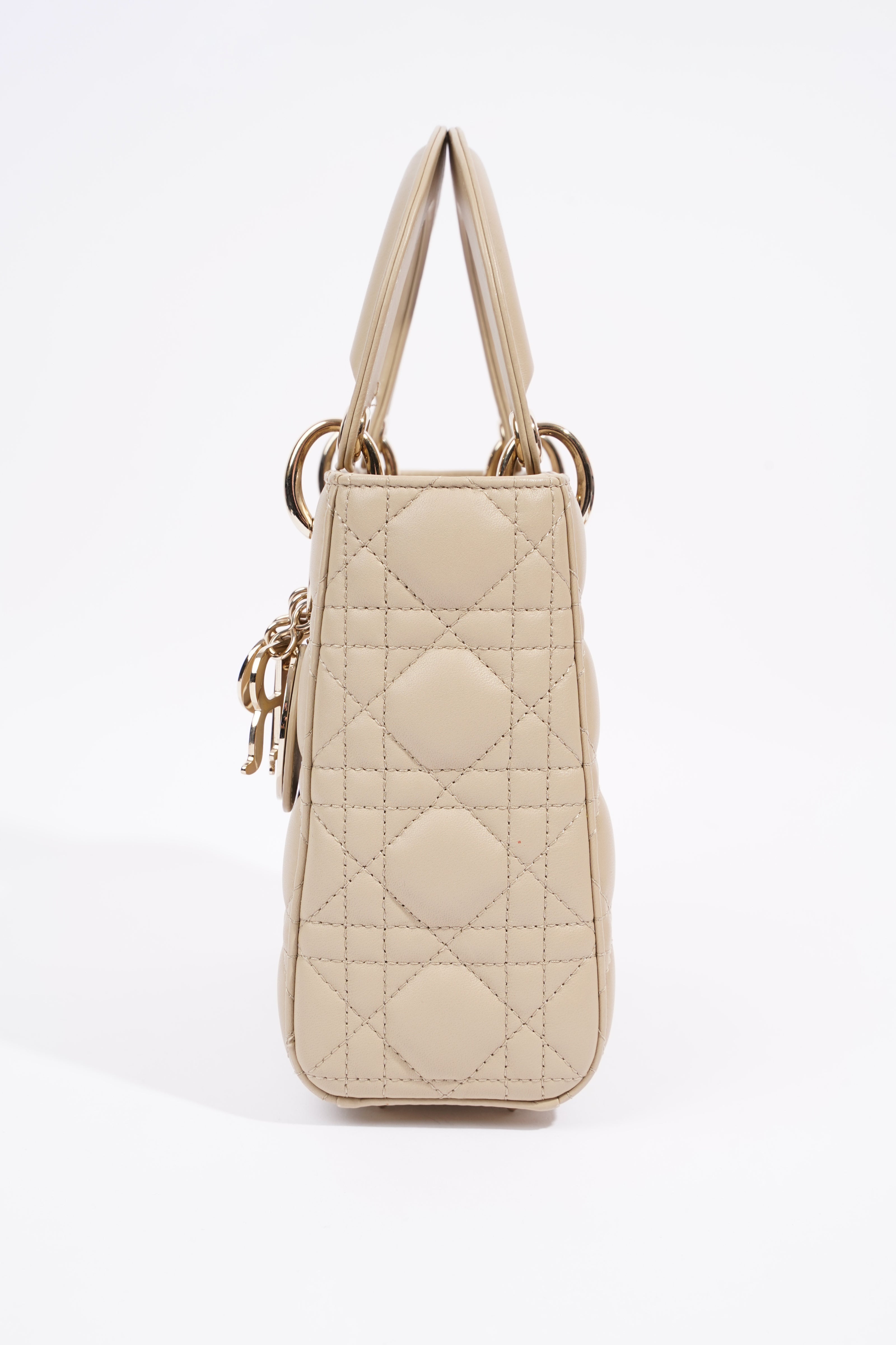 Christian Dior Lady Dior Cream Leather Small