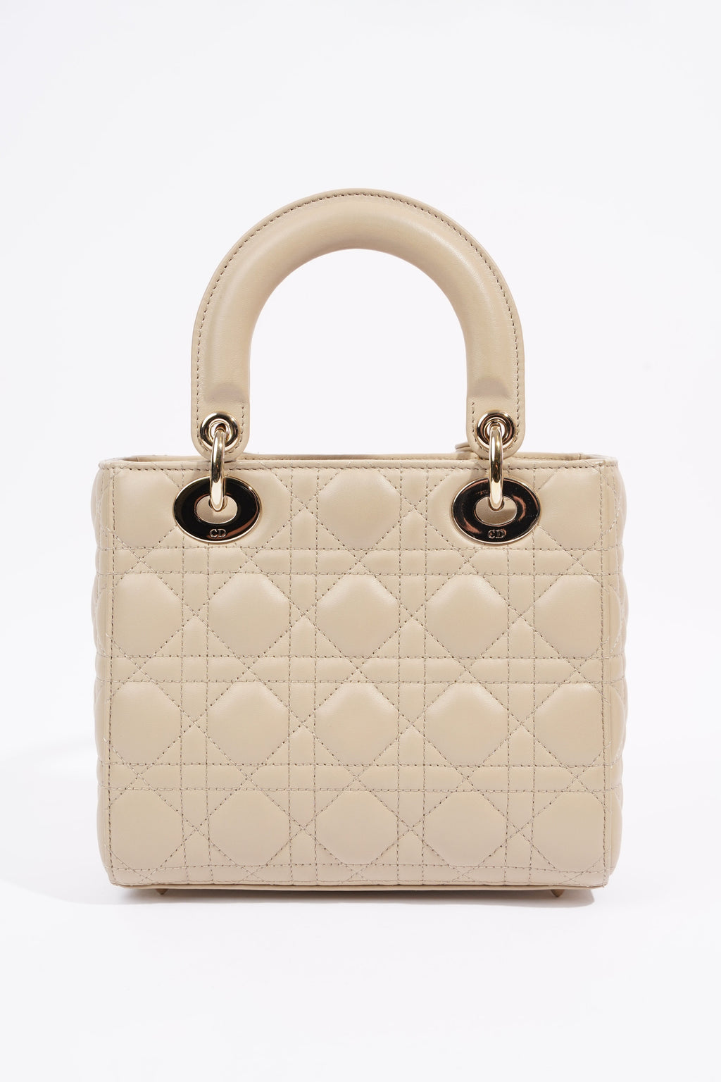 Christian Dior Lady Dior Cream Leather Small