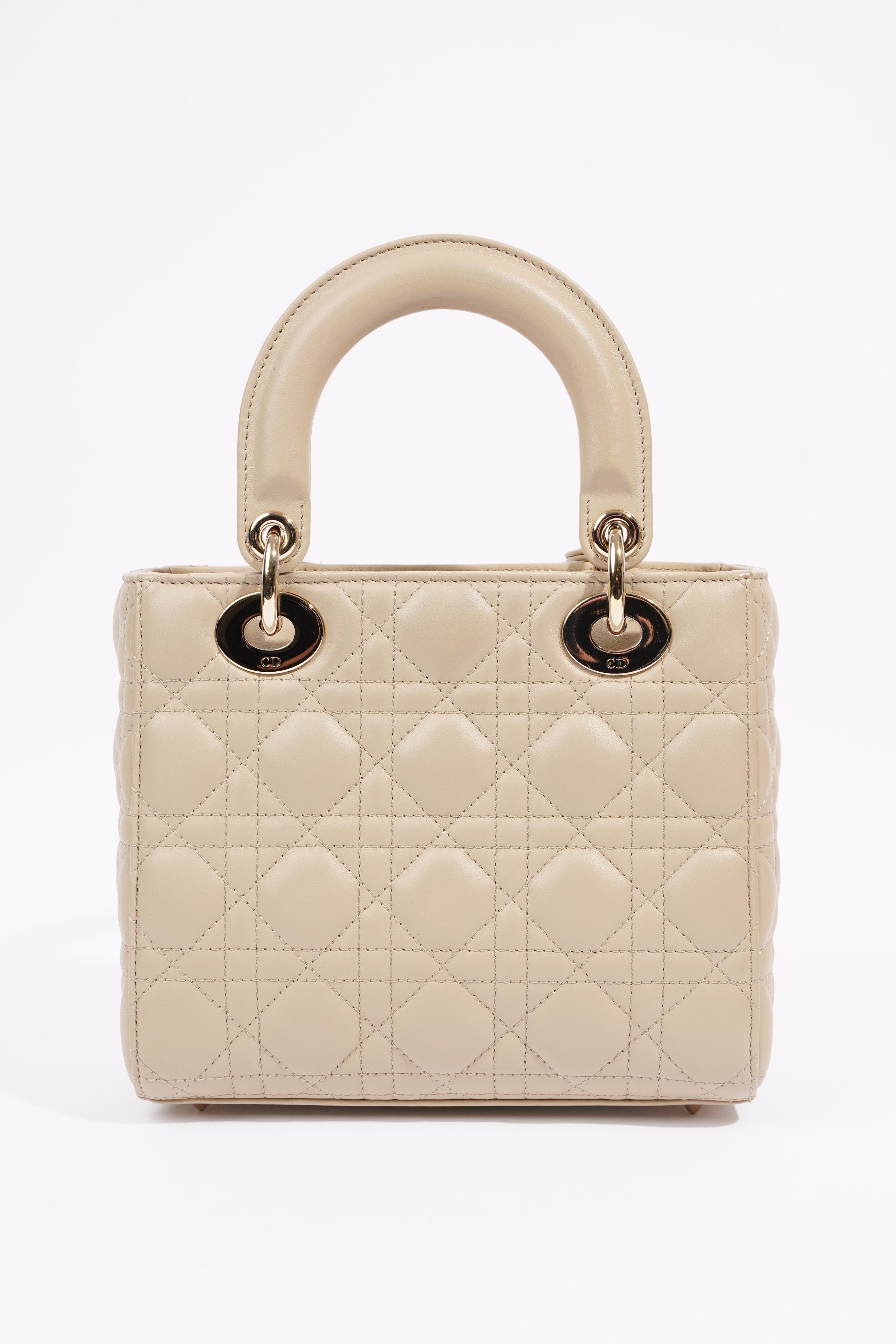 Christian Dior Lady Dior Cream Leather Small