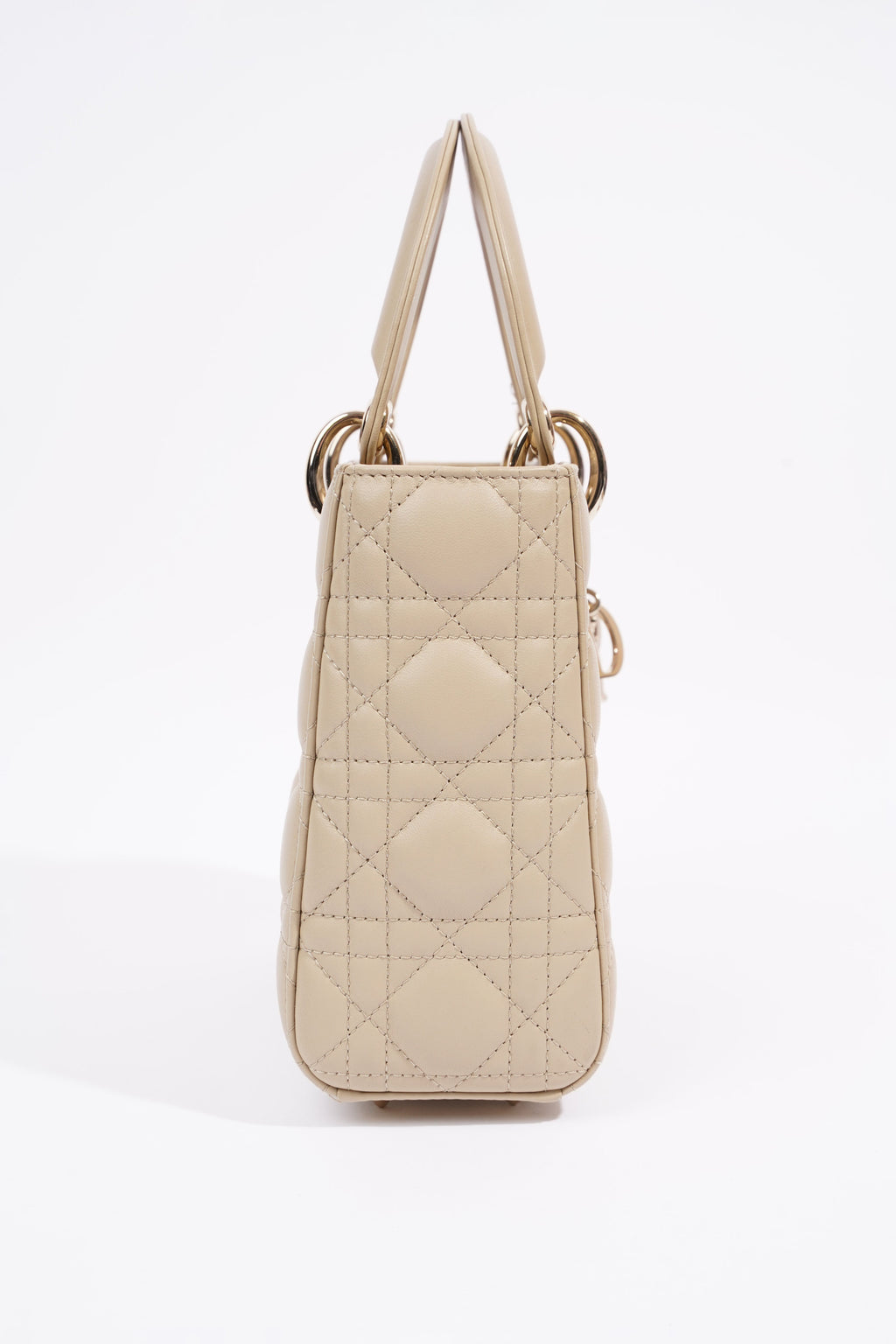 Christian Dior Lady Dior Cream Leather Small
