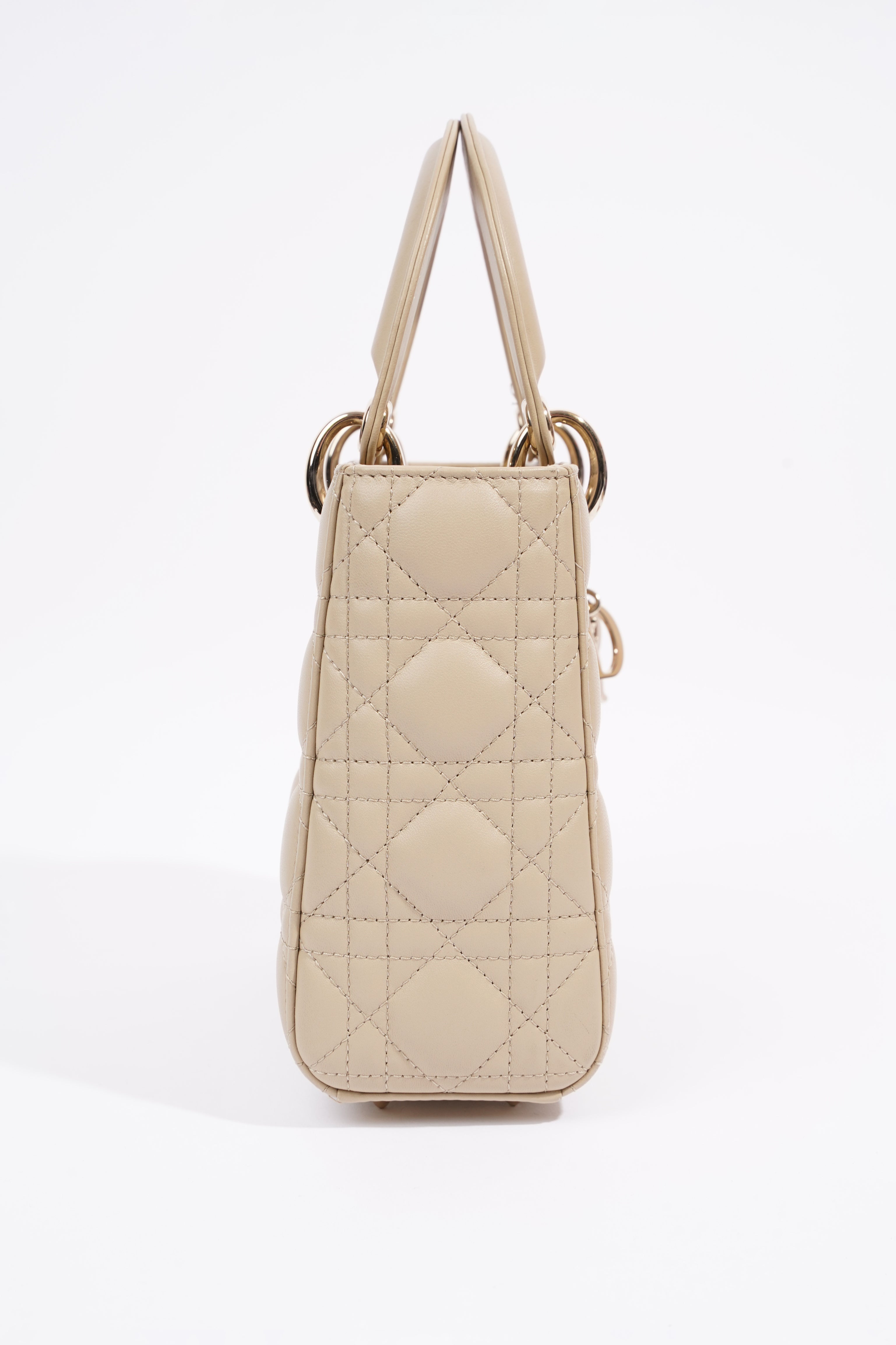 Christian Dior Lady Dior Cream Leather Small