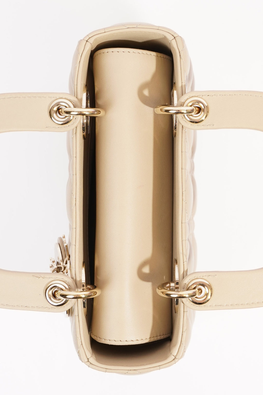 Christian Dior Lady Dior Cream Leather Small