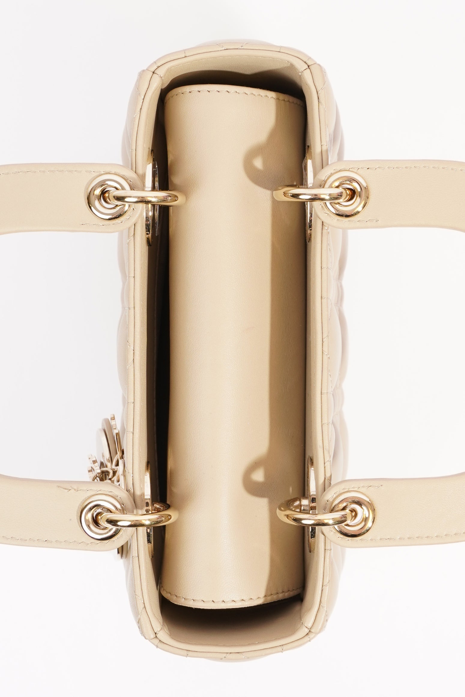 Christian Dior Lady Dior Cream Leather Small