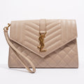 Saint Laurent Triquilt Clutch Beige Leather