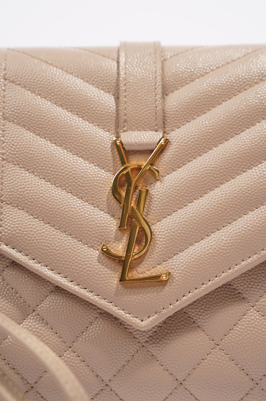 Saint Laurent Triquilt Clutch Beige Leather