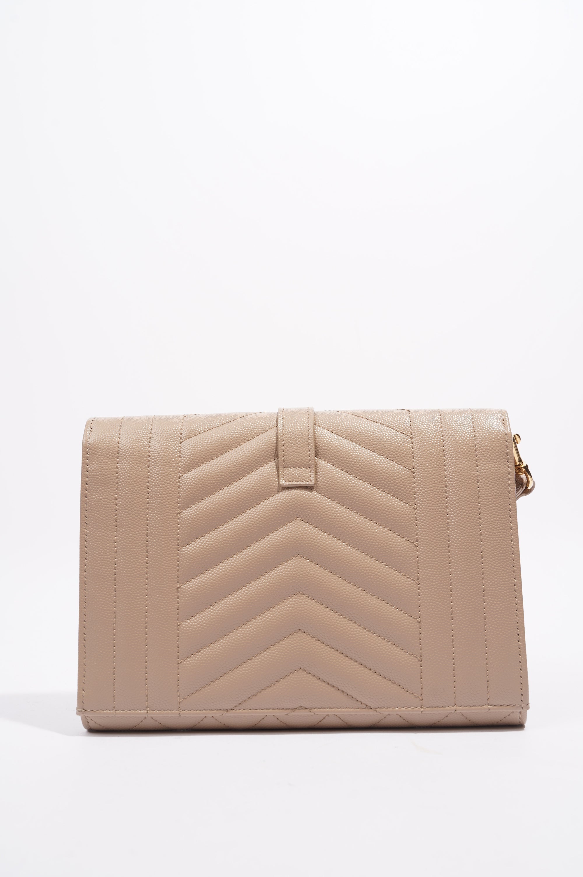 Saint Laurent Triquilt Clutch Beige Leather