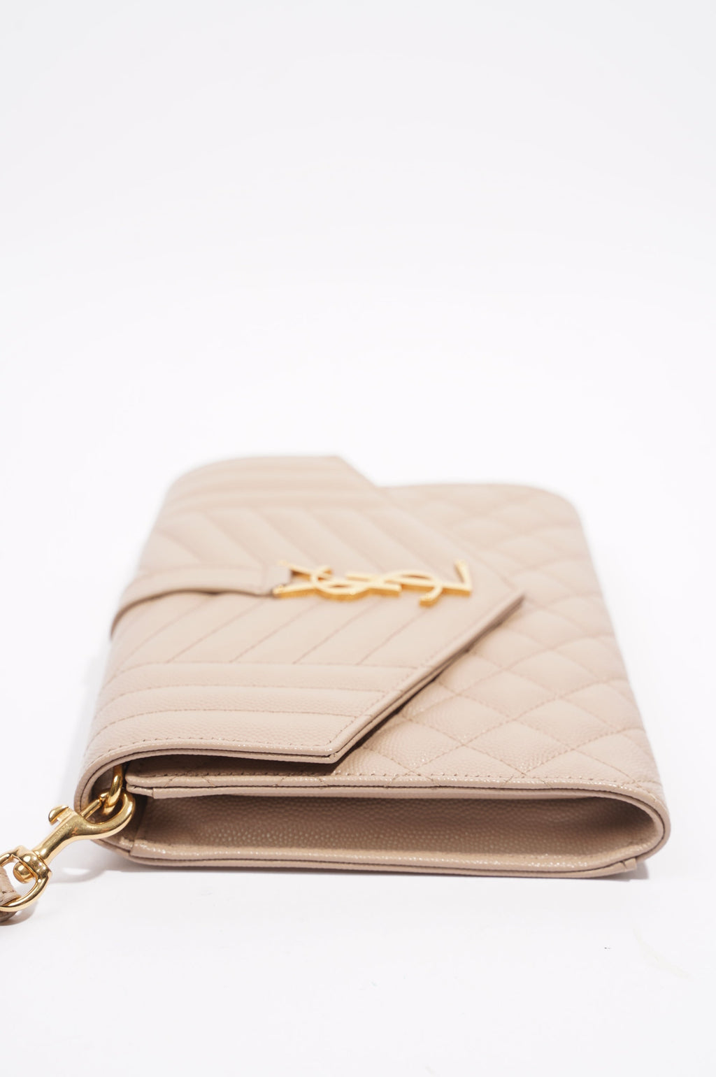 Saint Laurent Triquilt Clutch Beige Leather