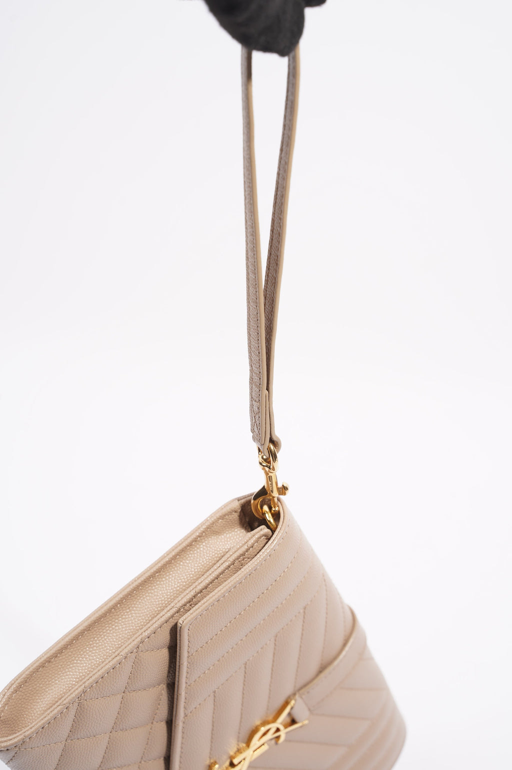 Saint Laurent Triquilt Clutch Beige Leather