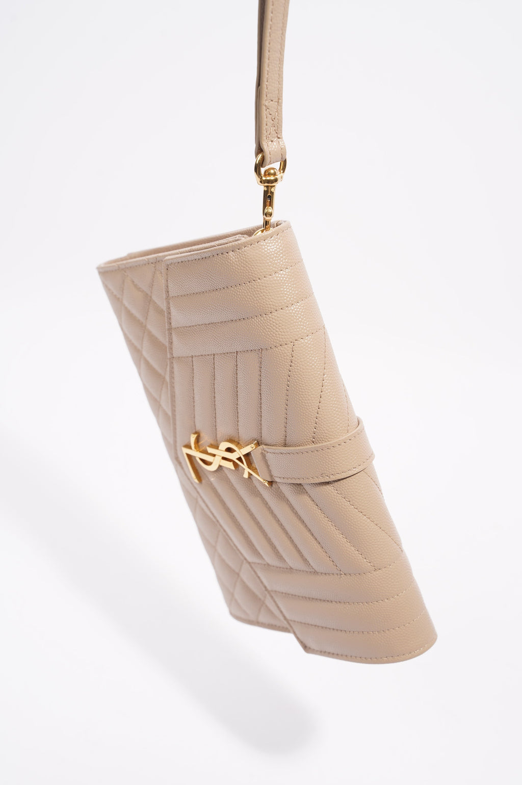 Saint Laurent Triquilt Clutch Beige Leather