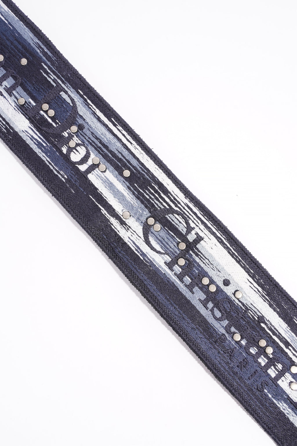 Christian Dior Saddle Bag Strap Navy / Black / White Canvas