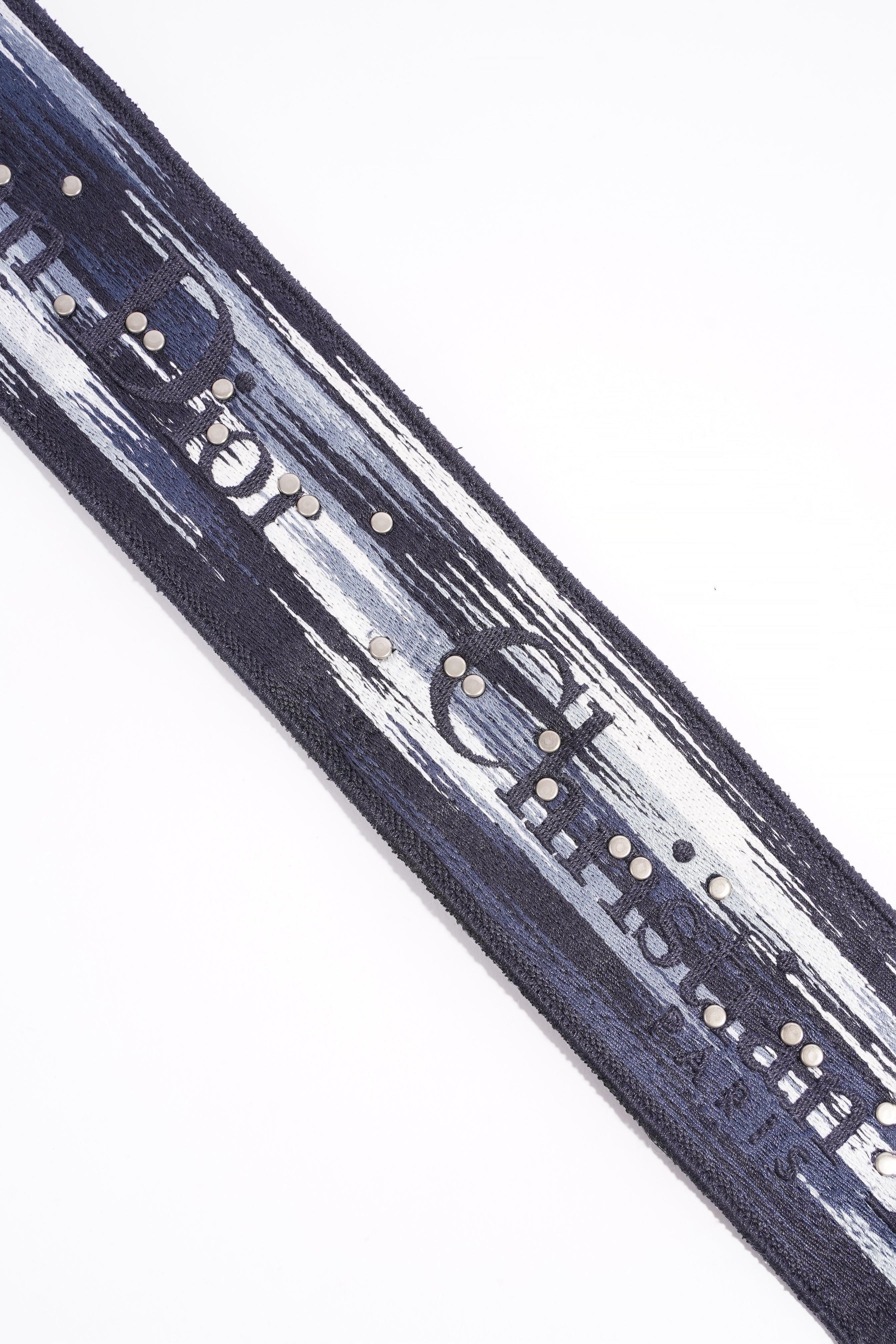 Christian Dior Saddle Bag Strap Navy / Black / White Canvas