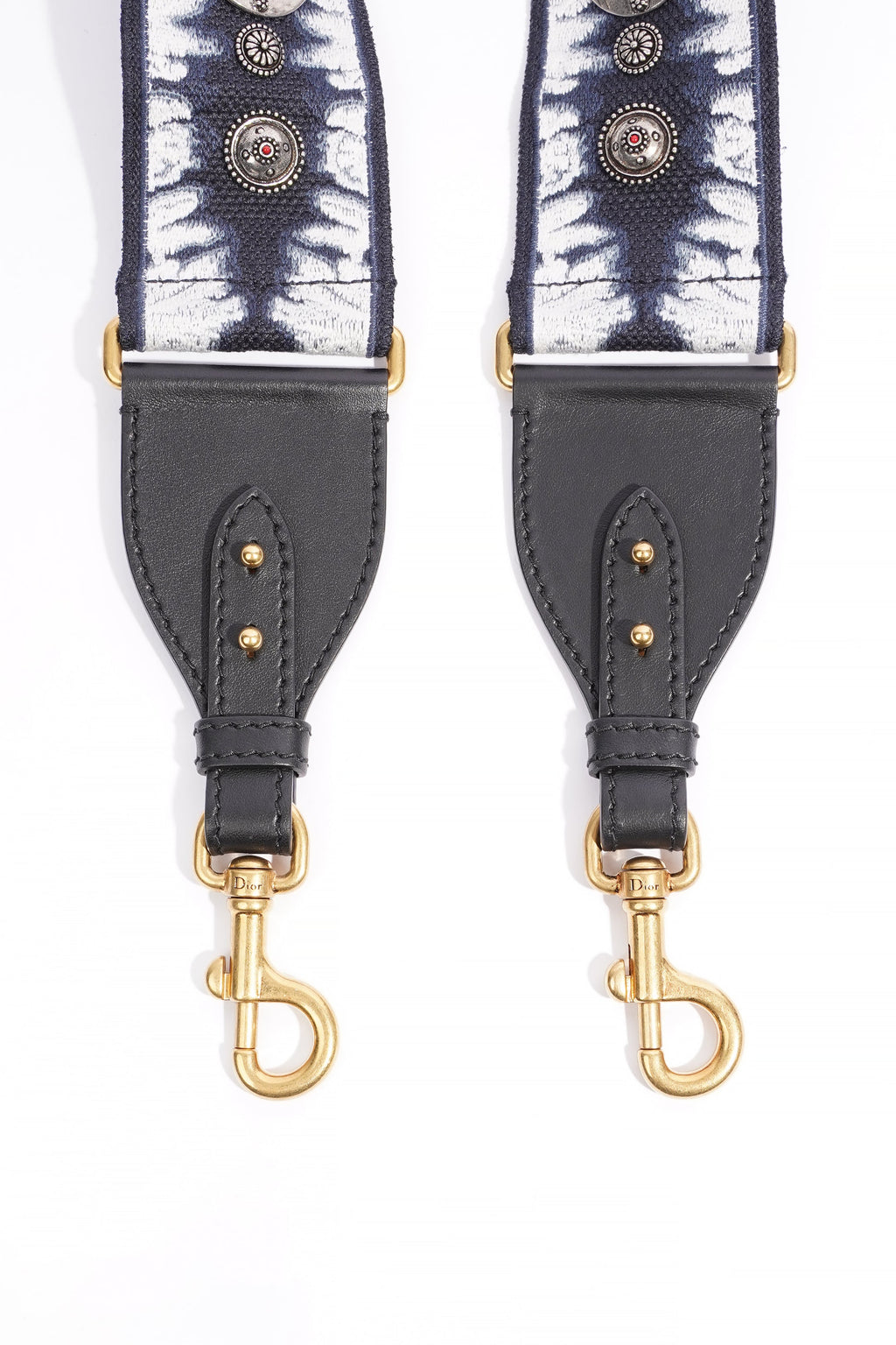 Christian Dior Saddle Bag Strap Navy / Black / White Canvas