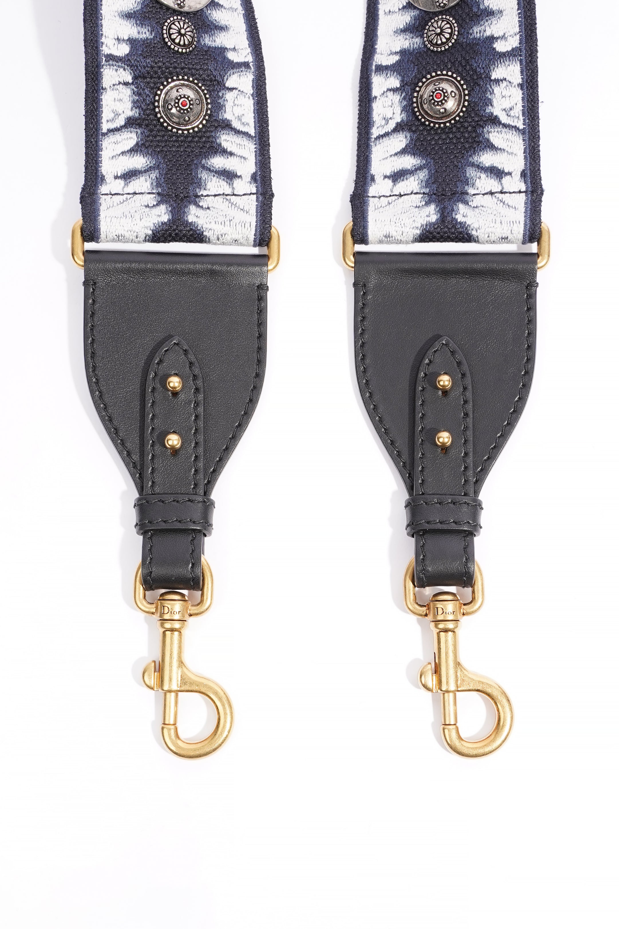 Christian Dior Saddle Bag Strap Navy / Black / White Canvas