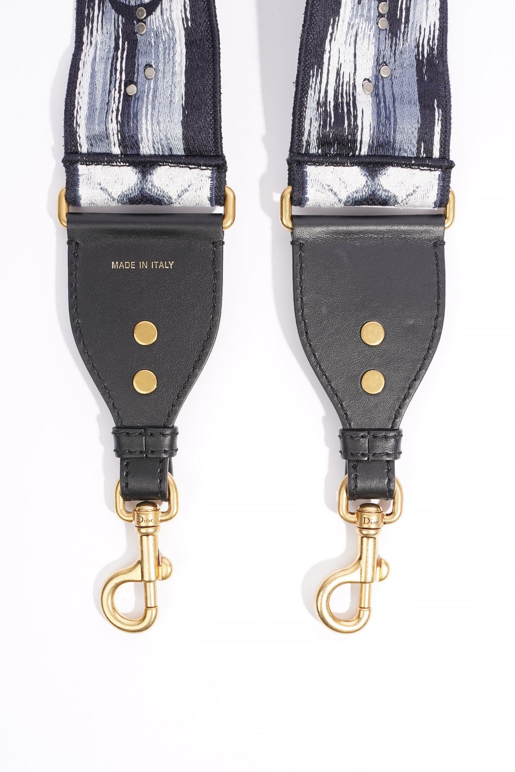 Christian Dior Saddle Bag Strap Navy / Black / White Canvas