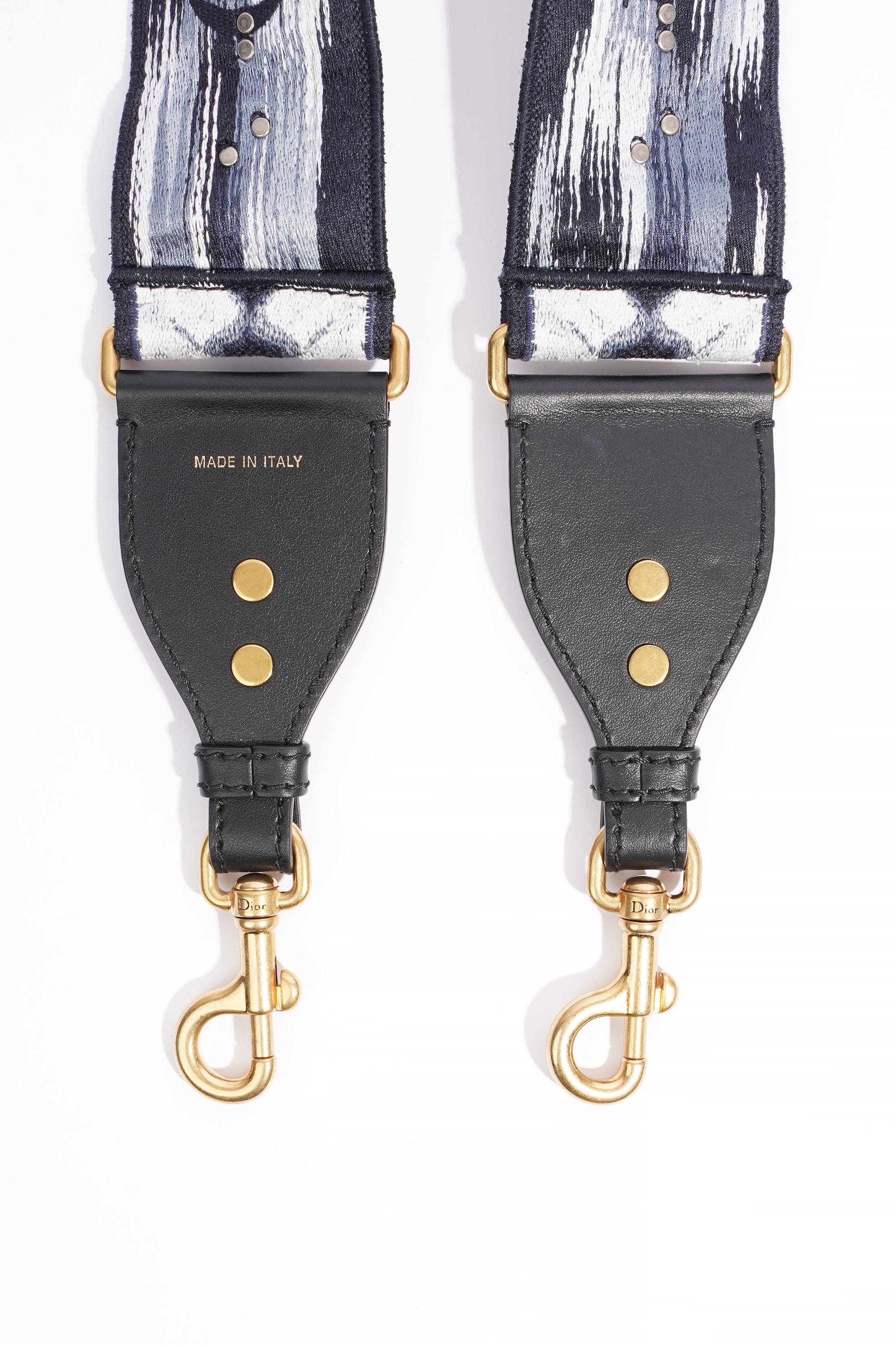 Christian Dior Saddle Bag Strap Navy / Black / White Canvas