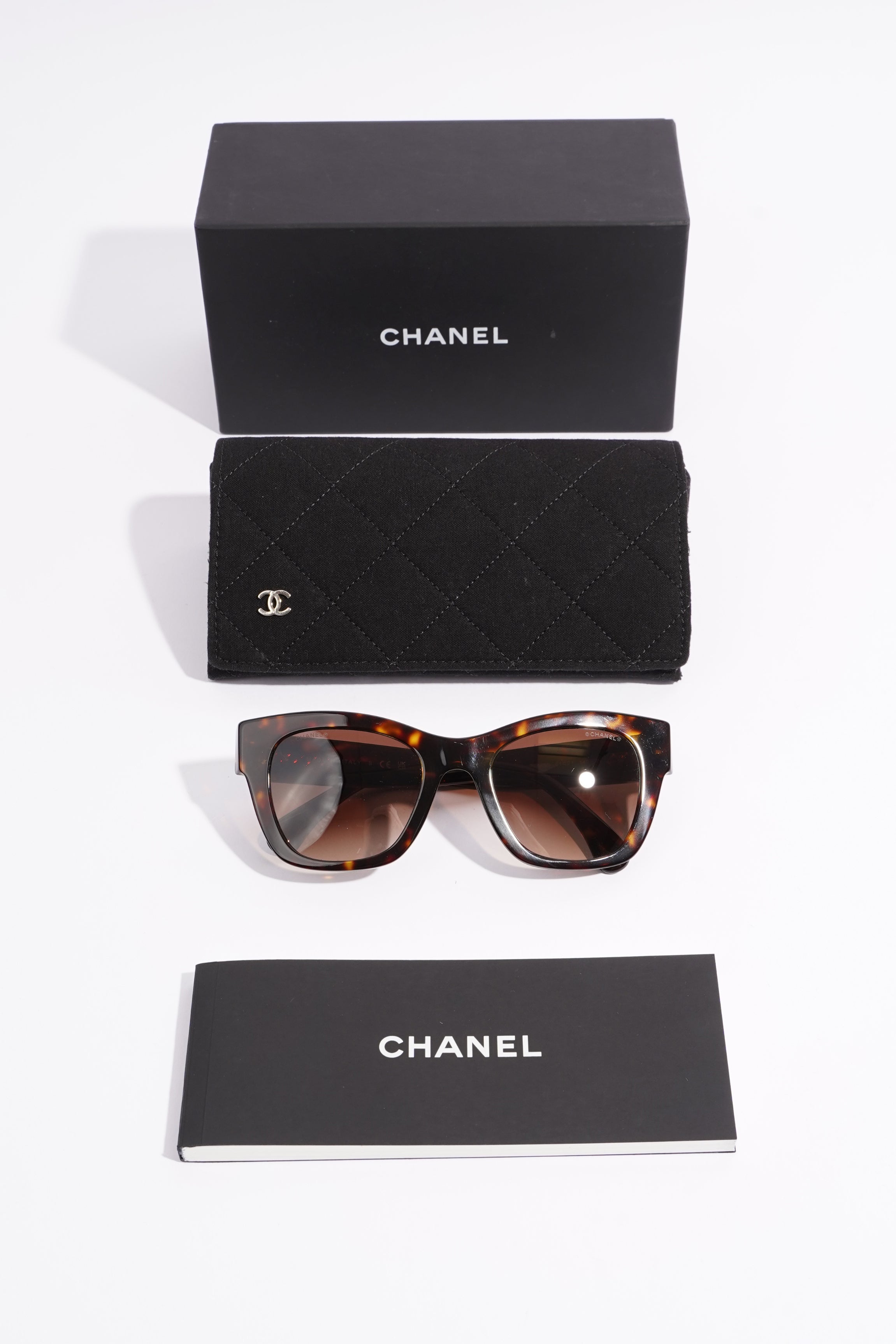 Chanel Square Sunglasses Tortoise Shell Acetate 140