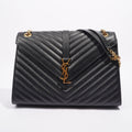 Saint Laurent Envelope Chain Flap Bag Black Matelasse Leather Large