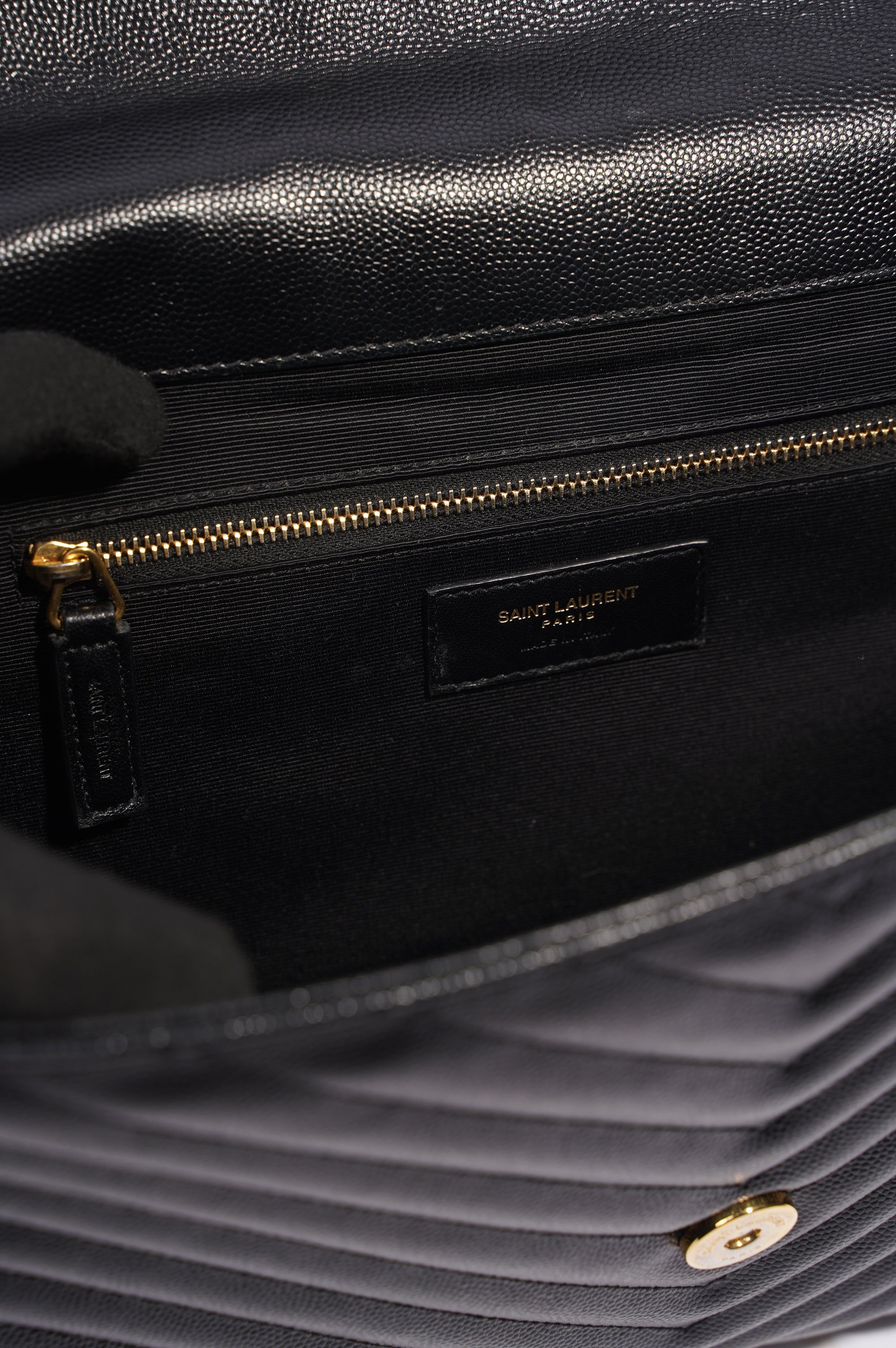 Saint Laurent Envelope Chain Flap Bag Black Matelasse Leather Large