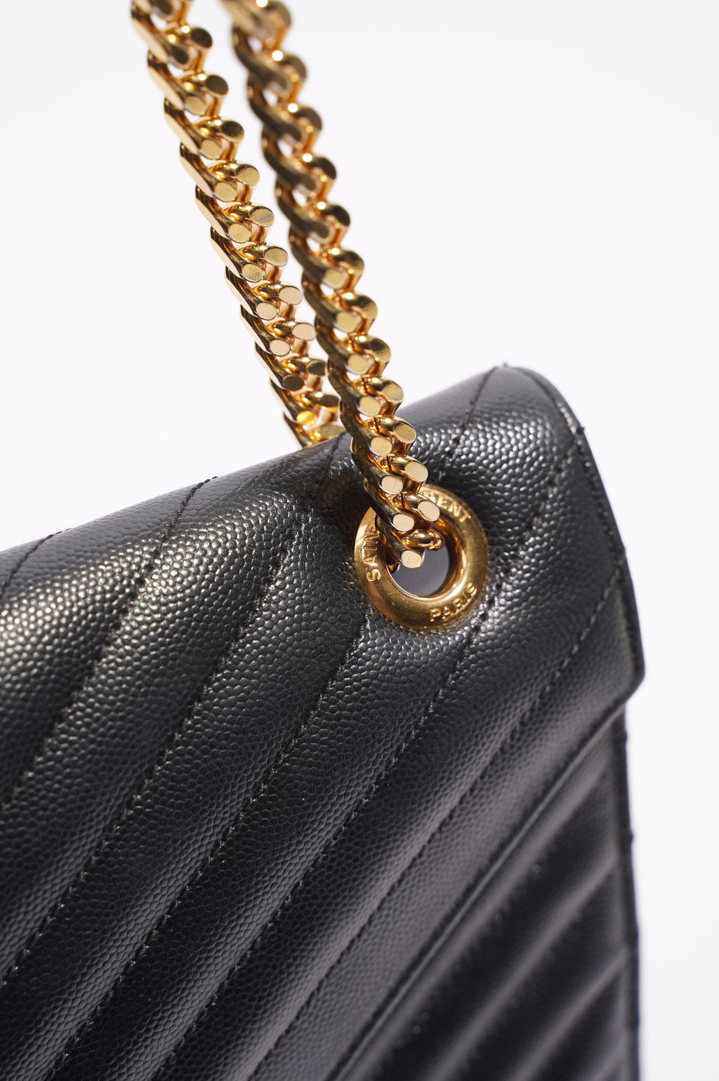 Saint Laurent Envelope Chain Flap Bag Black Matelasse Leather Large