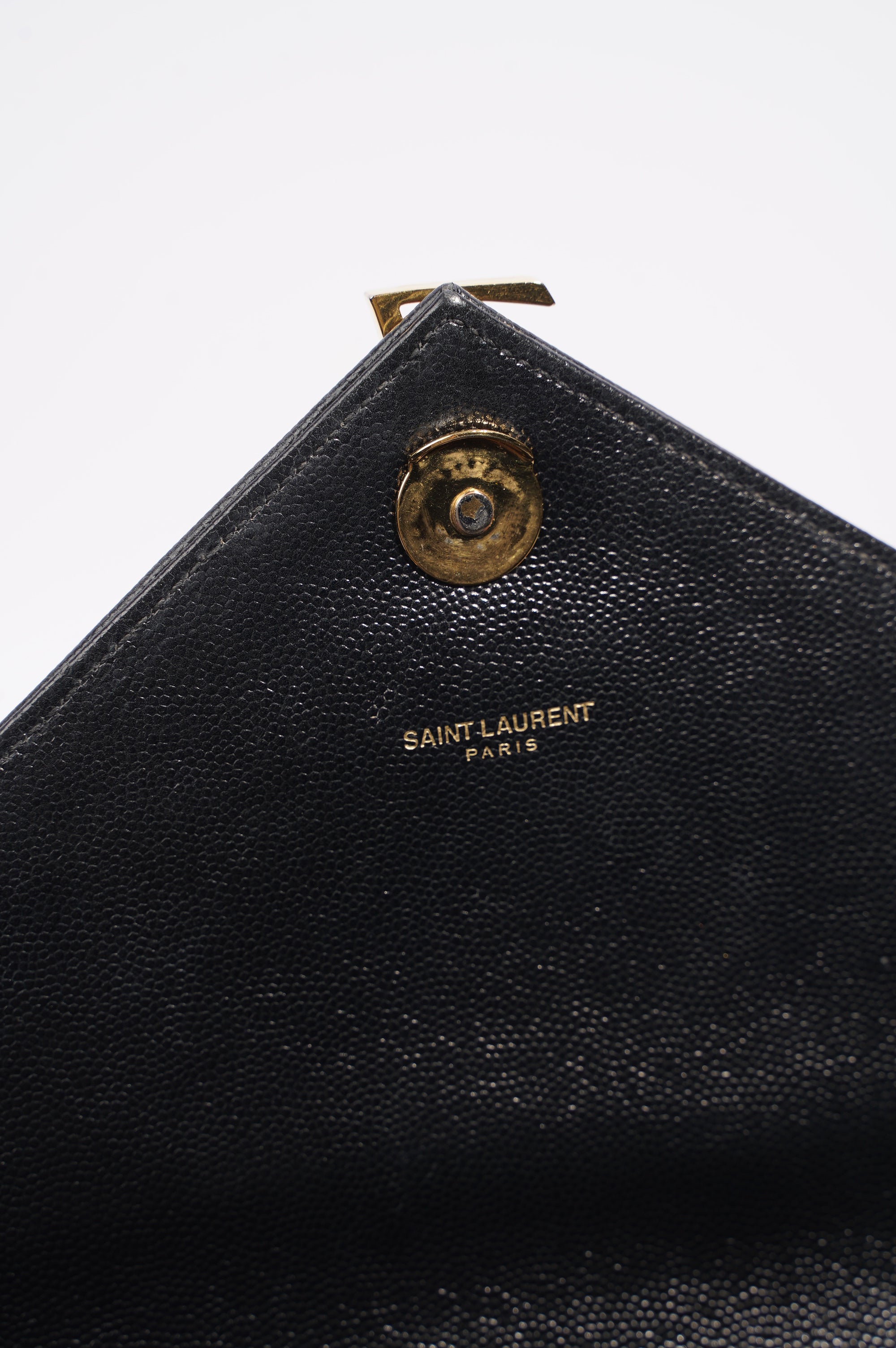 Saint Laurent Envelope Chain Flap Bag Black Matelasse Leather Large