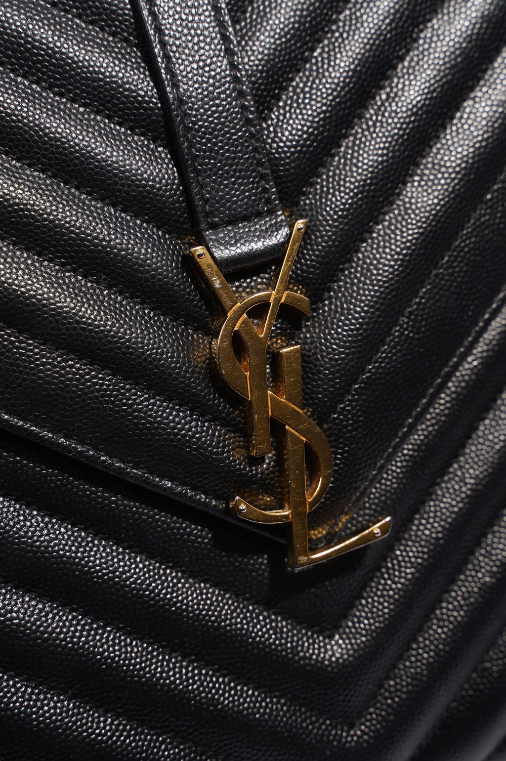 Saint Laurent Envelope Chain Flap Bag Black Matelasse Leather Large