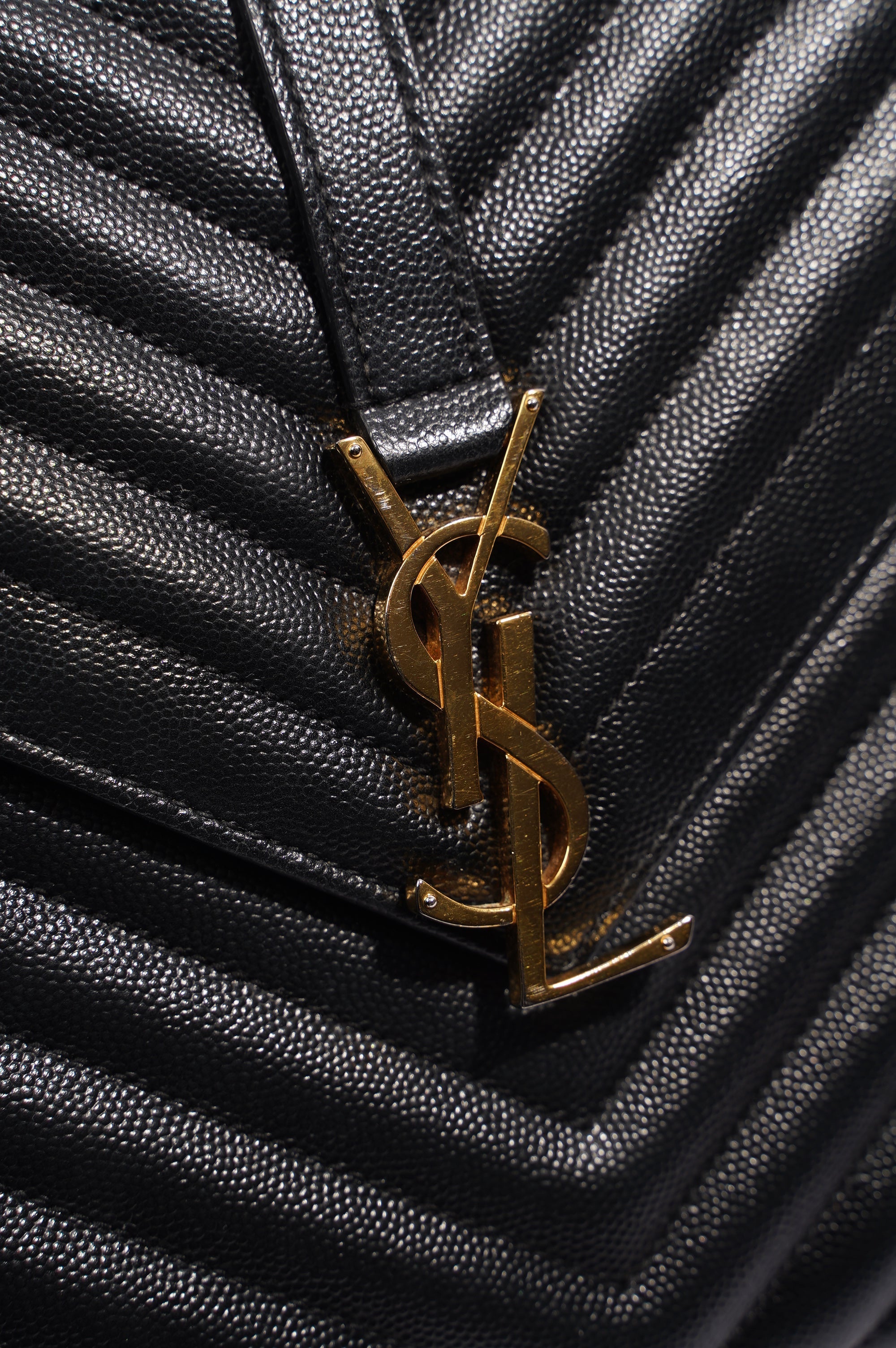 Saint Laurent Envelope Chain Flap Bag Black Matelasse Leather Large